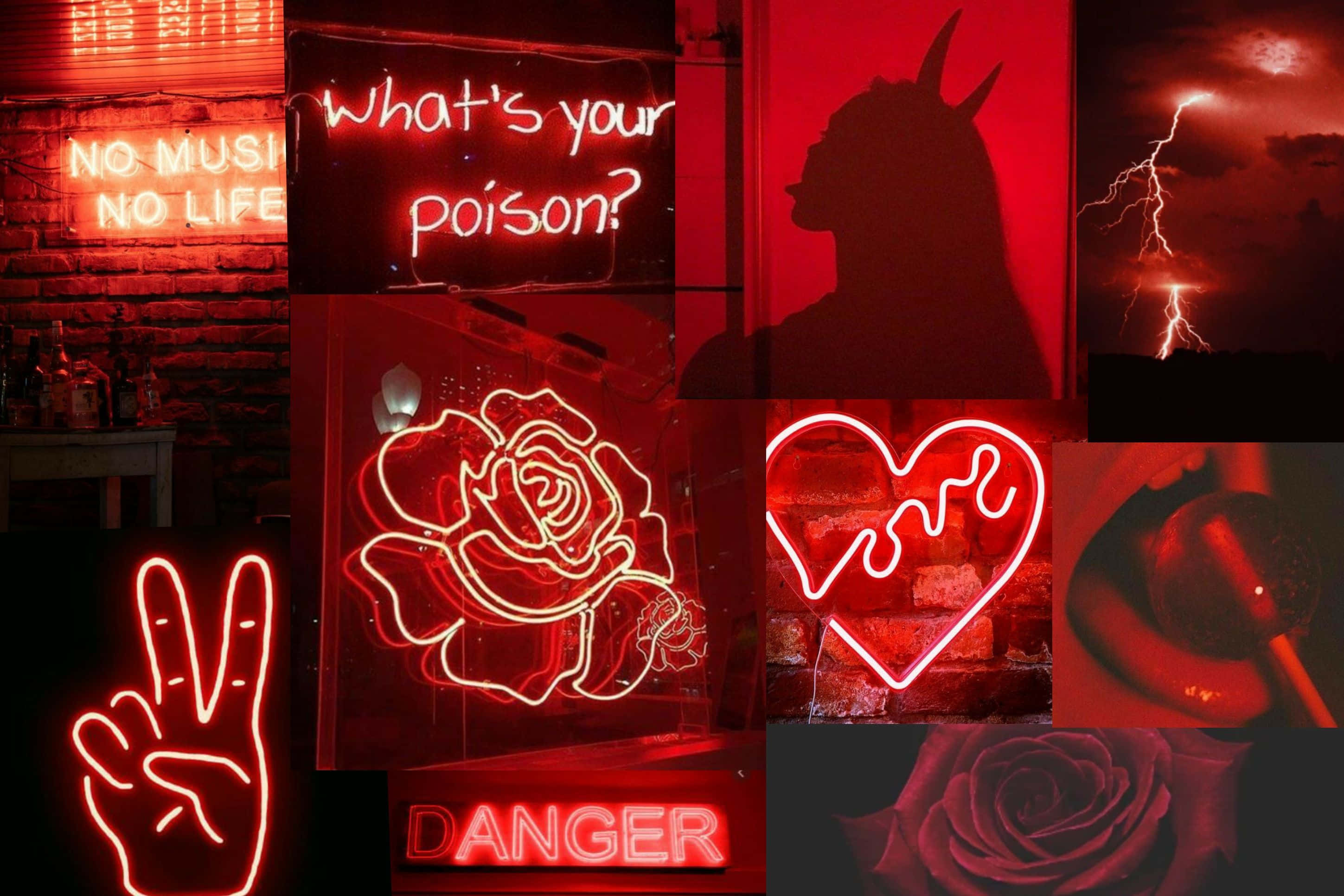 Download Neon Red Aesthetic Photographs Collage Wallpaper | Wallpapers.com