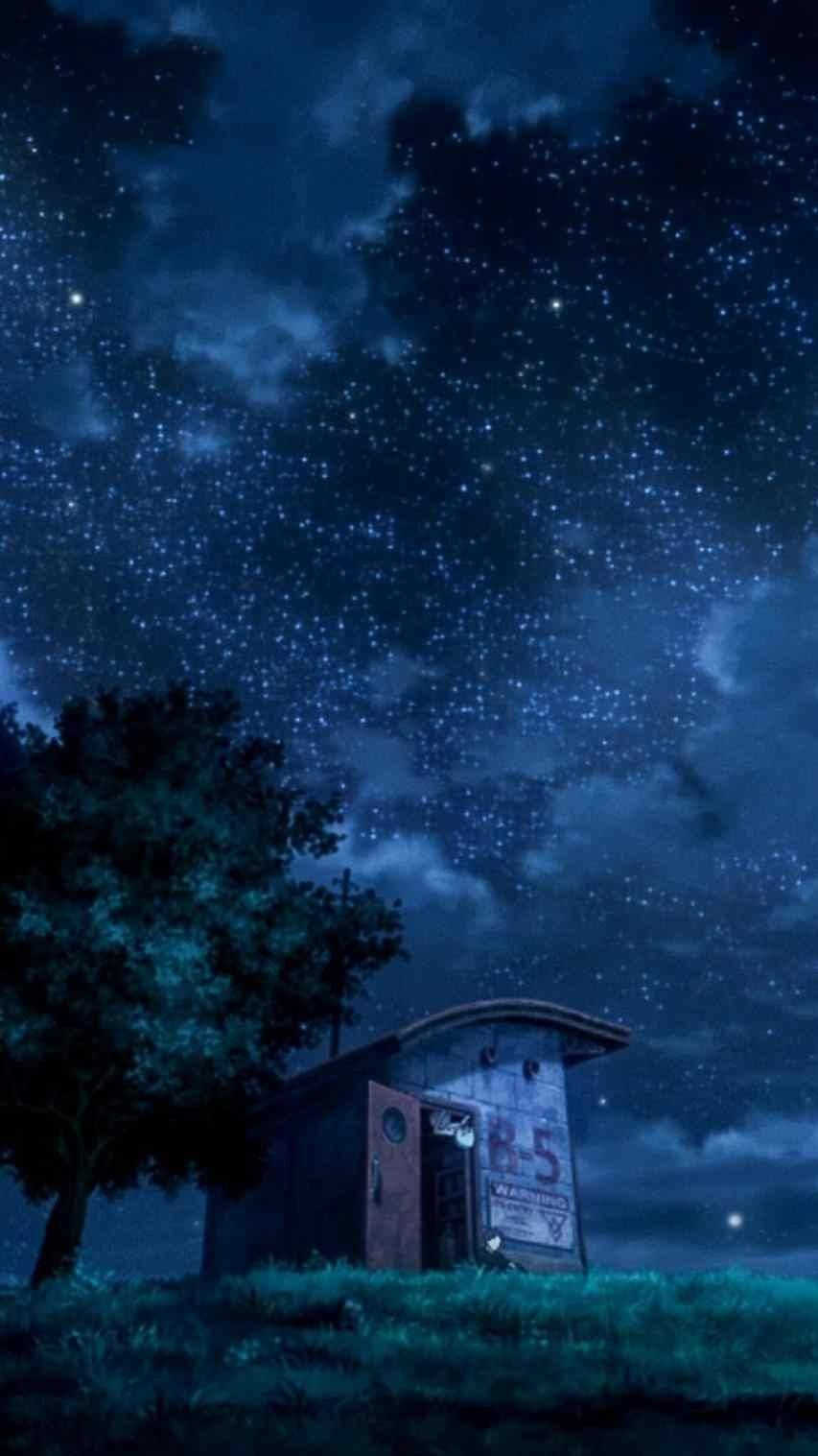 Night Sky Anime Scenery Background