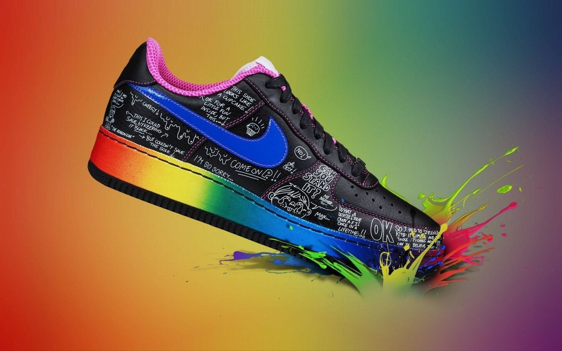 Nike Air Force 1 Rainbow Splatter Background