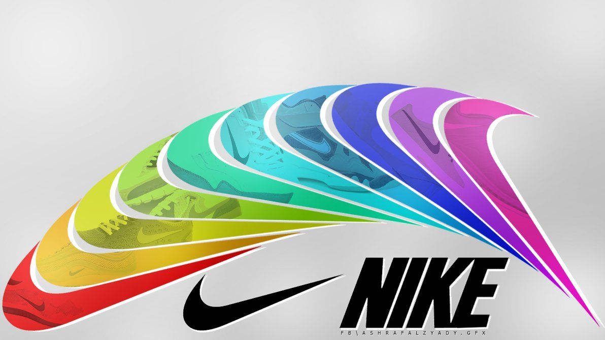 Nike Logo With A Rainbow Colored Background Background