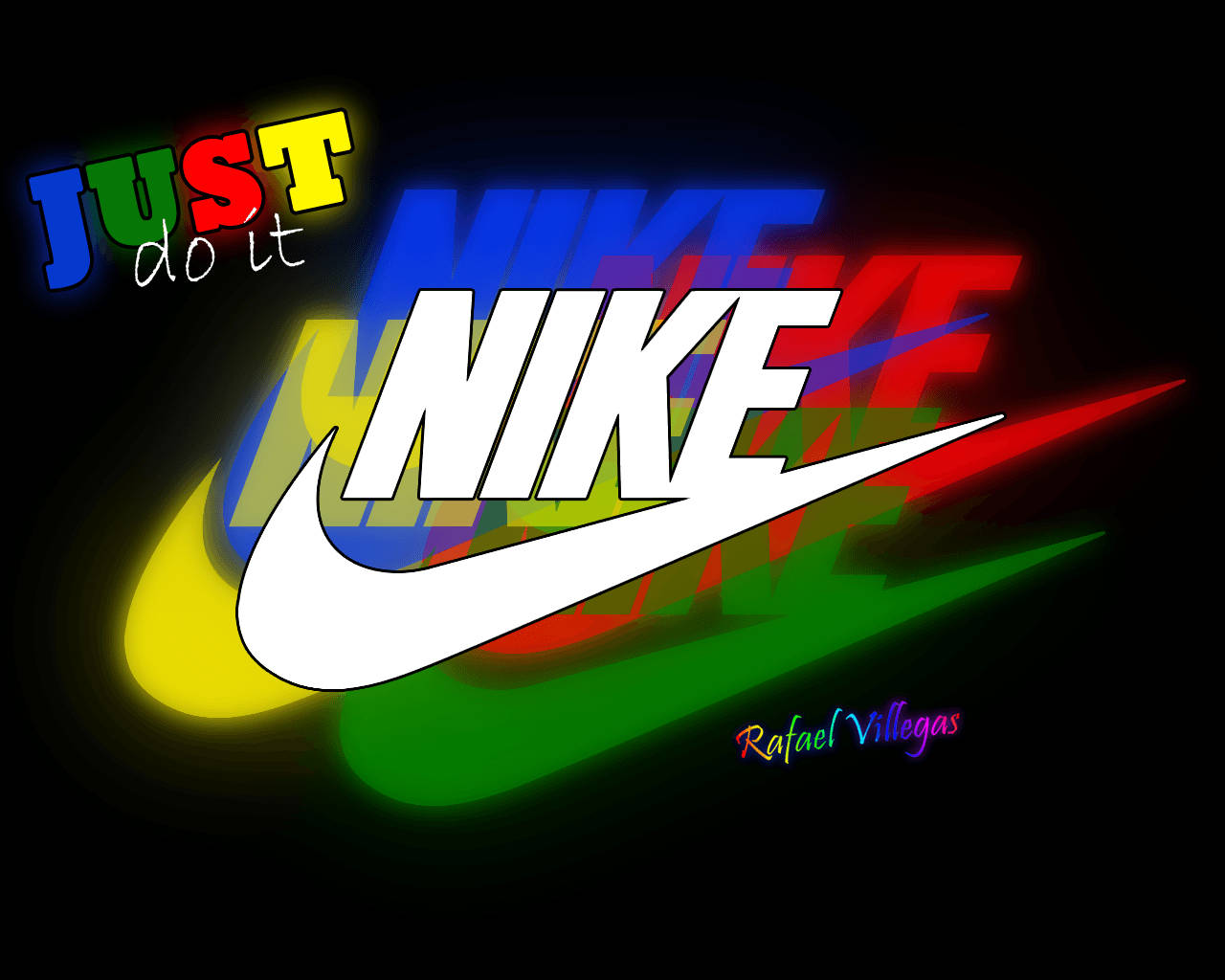 Nike Logo With A Rainbow Colored Background Background