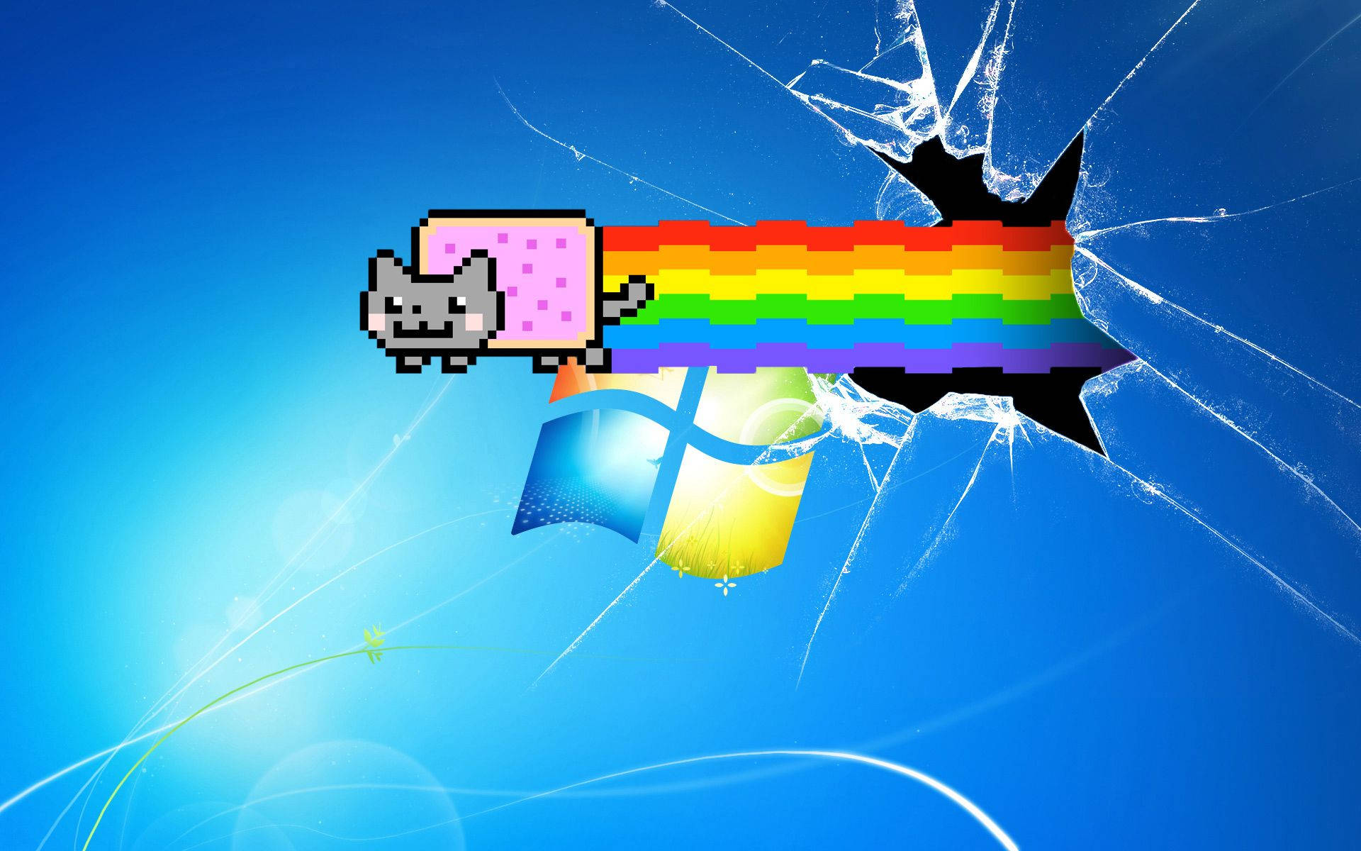 Nyan Cat Cracked Screen Background