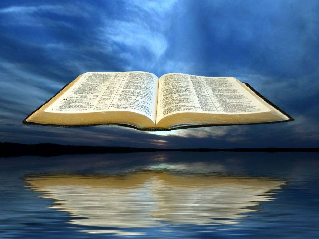 Open Bible Floating Water Background