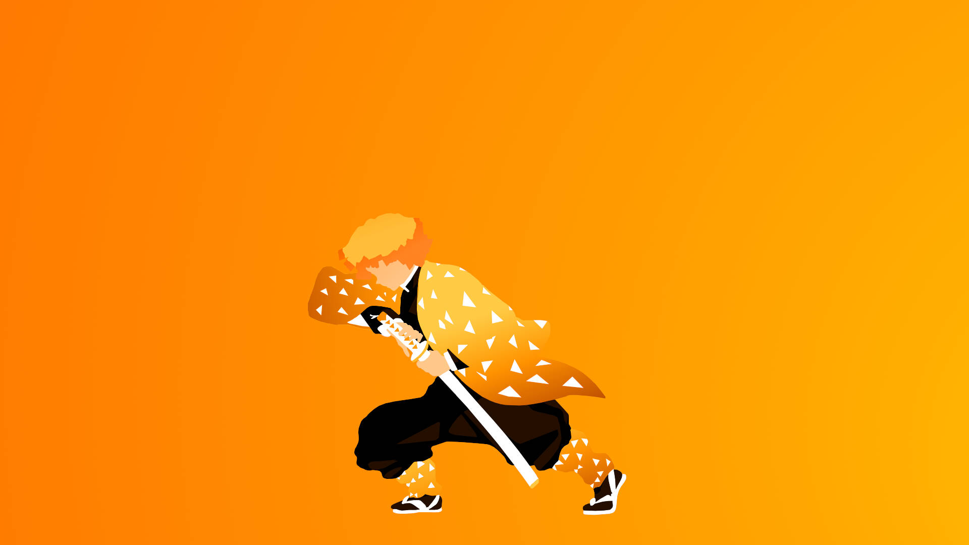 Orange Zenitsu Minimalist Vector Art Background