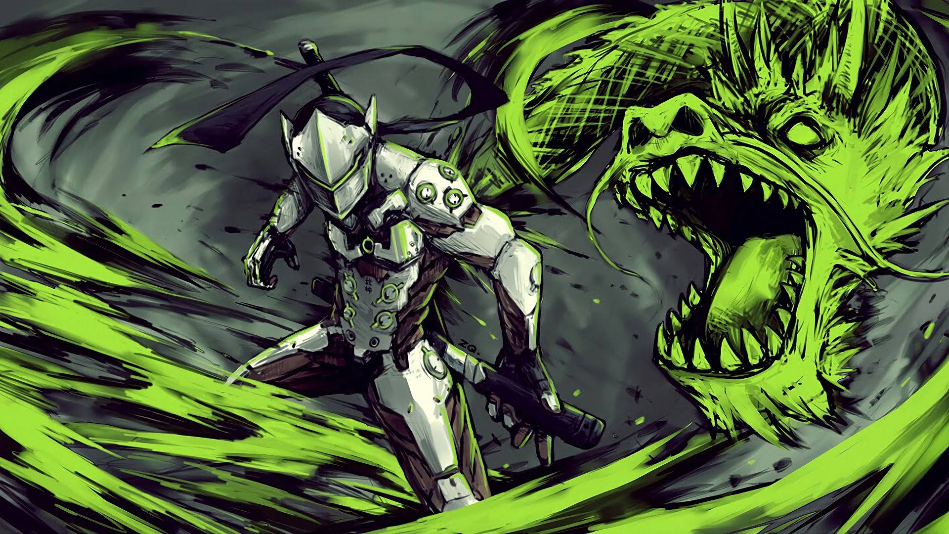 Overwatch Genji Dragon Artwork Background