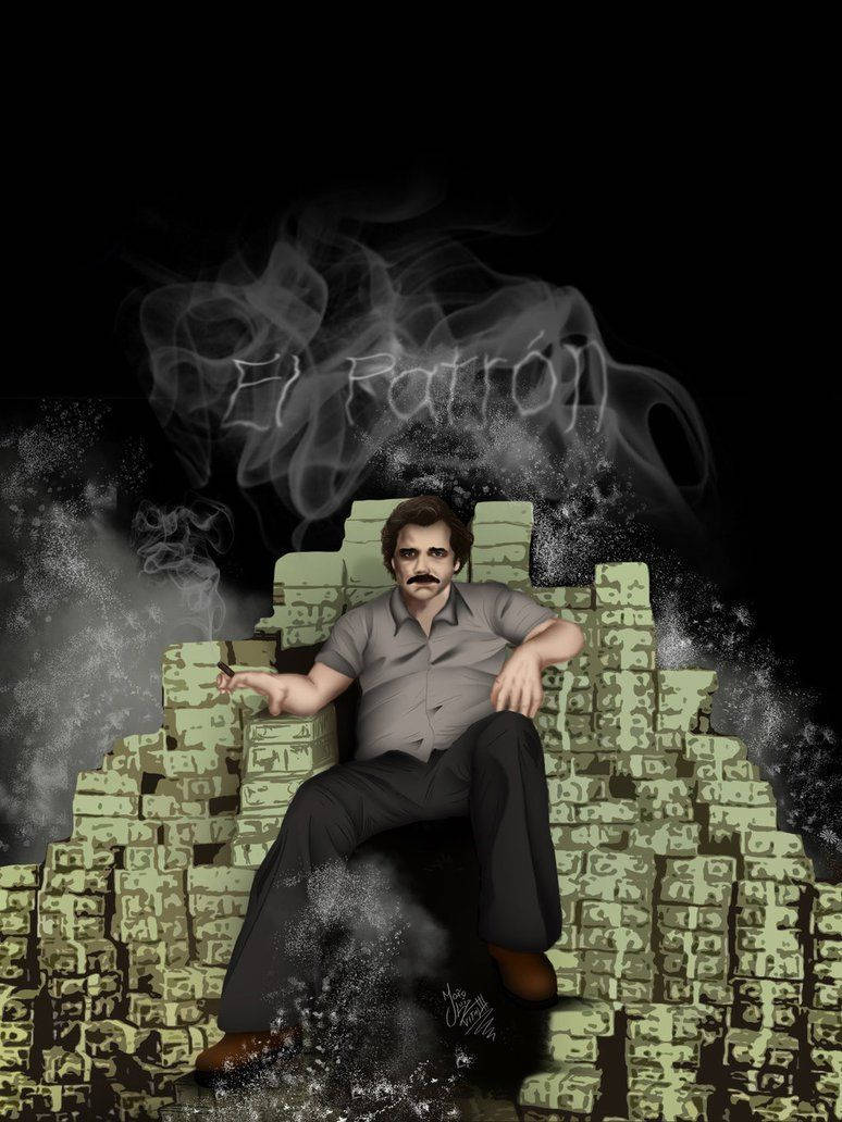 Download Pablo Escobar Sitting On Money Background | ManyBackgrounds.com