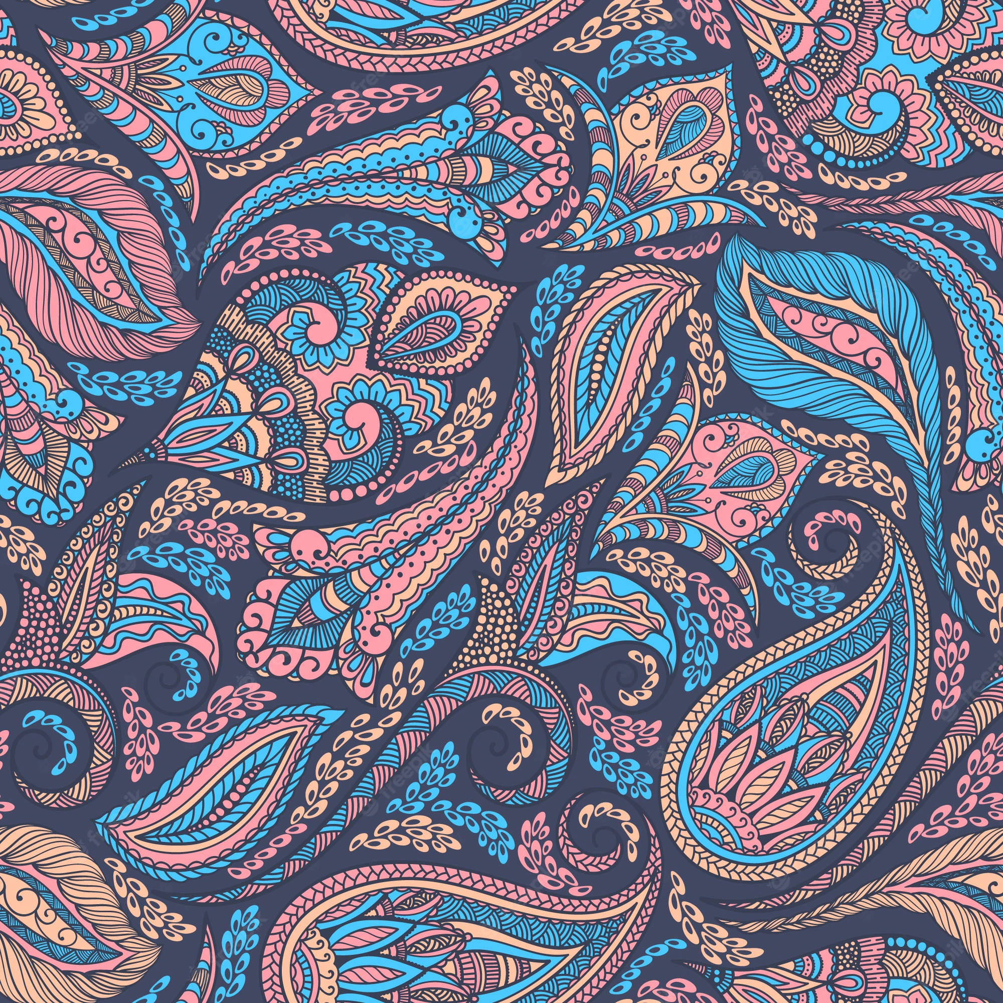 Download Paisley Print In Blue Wallpaper