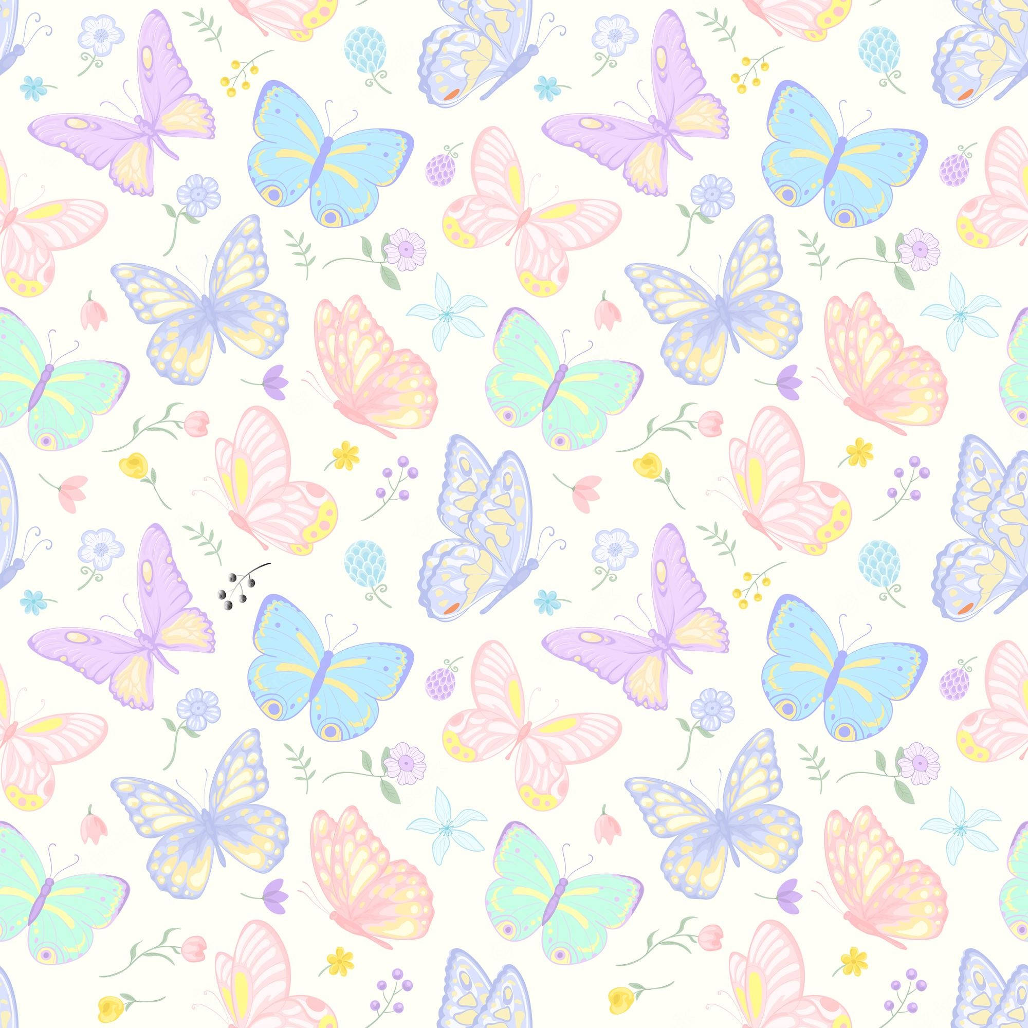 Download Wonderful Pastel Butterflies And Flowers Wallpaper ...