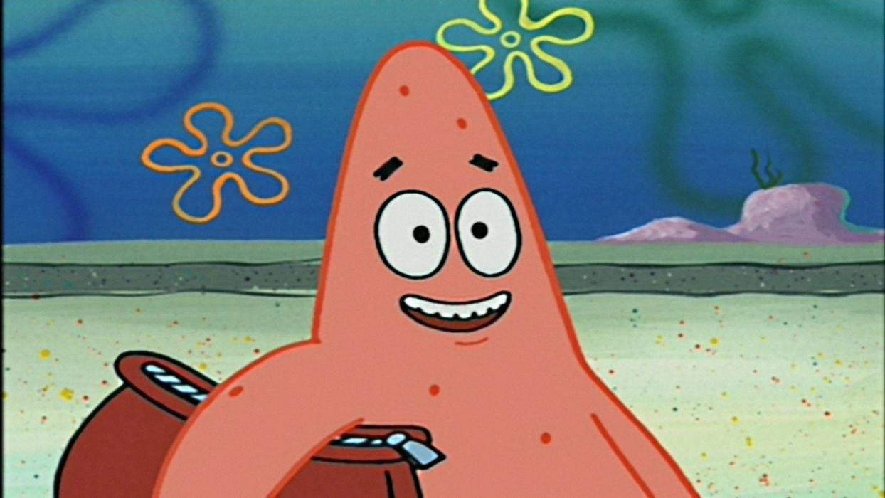 Patrick Star And Hand Bag Background