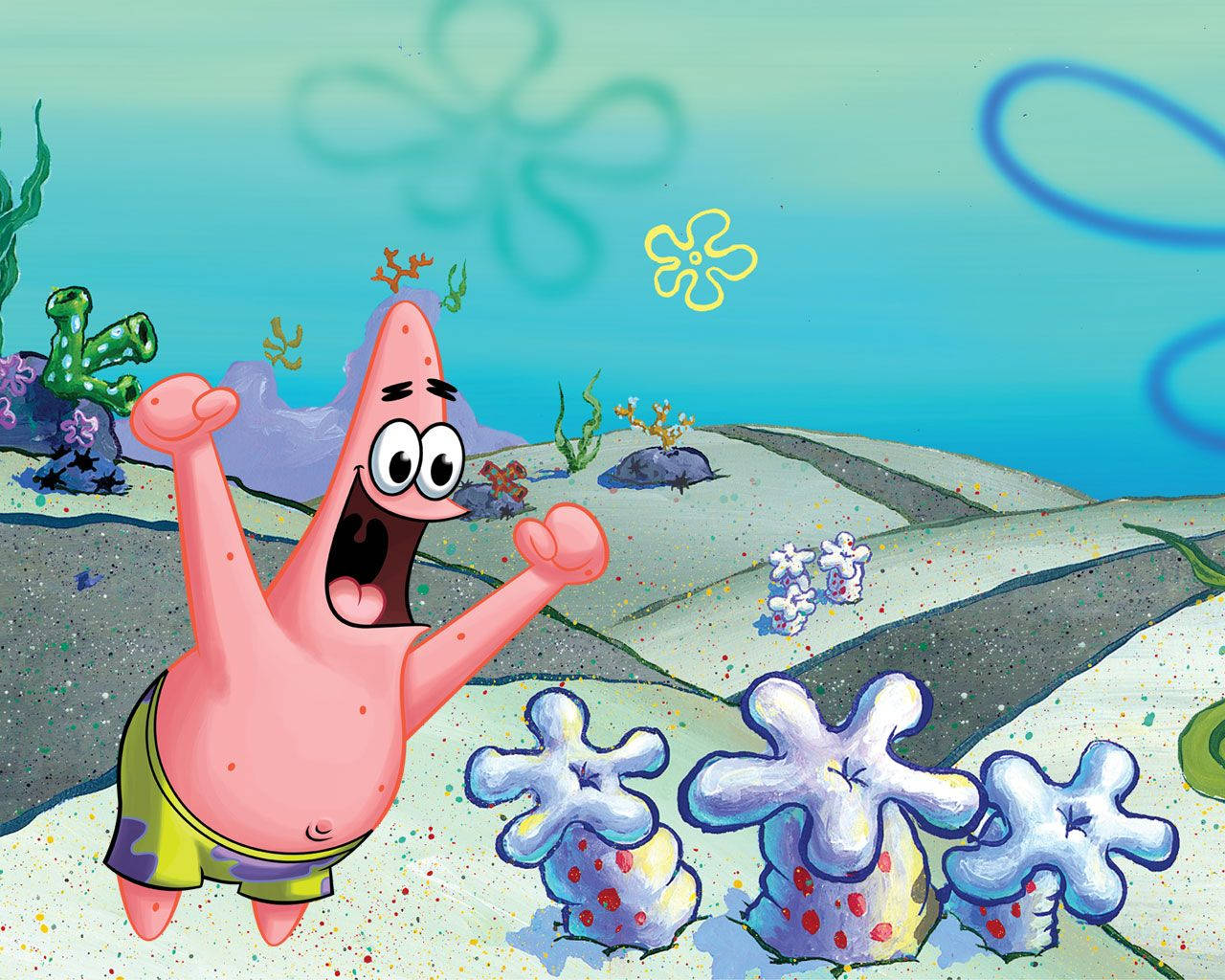 Patrick Star And Sea Corals Background