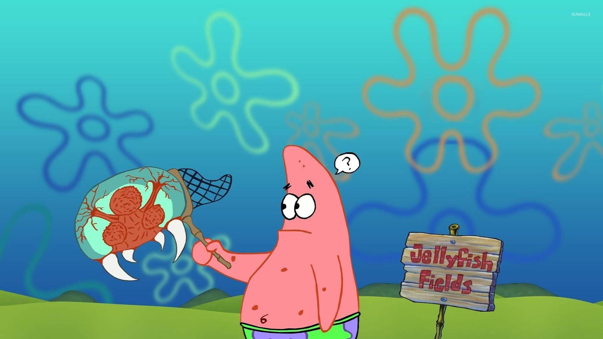 Patrick Star In Jellyfish Fields Background