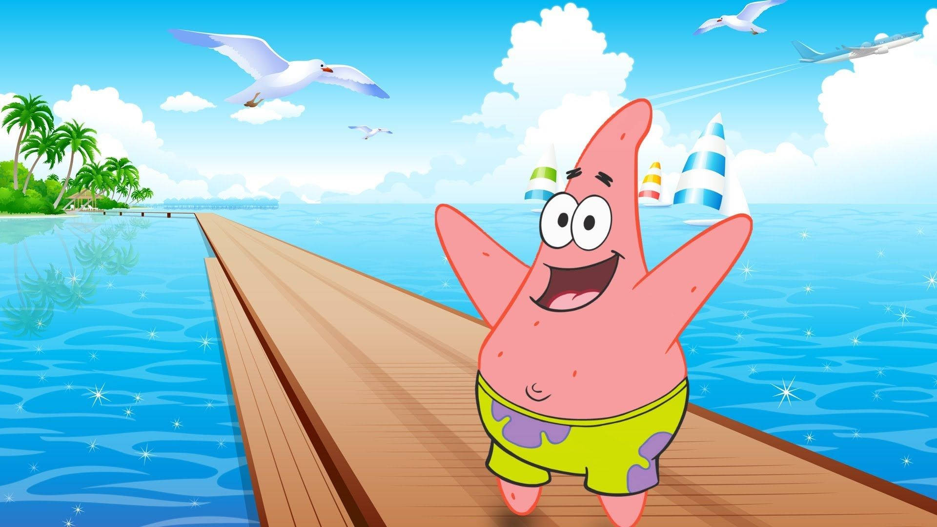 Patrick Star In The Beach Background