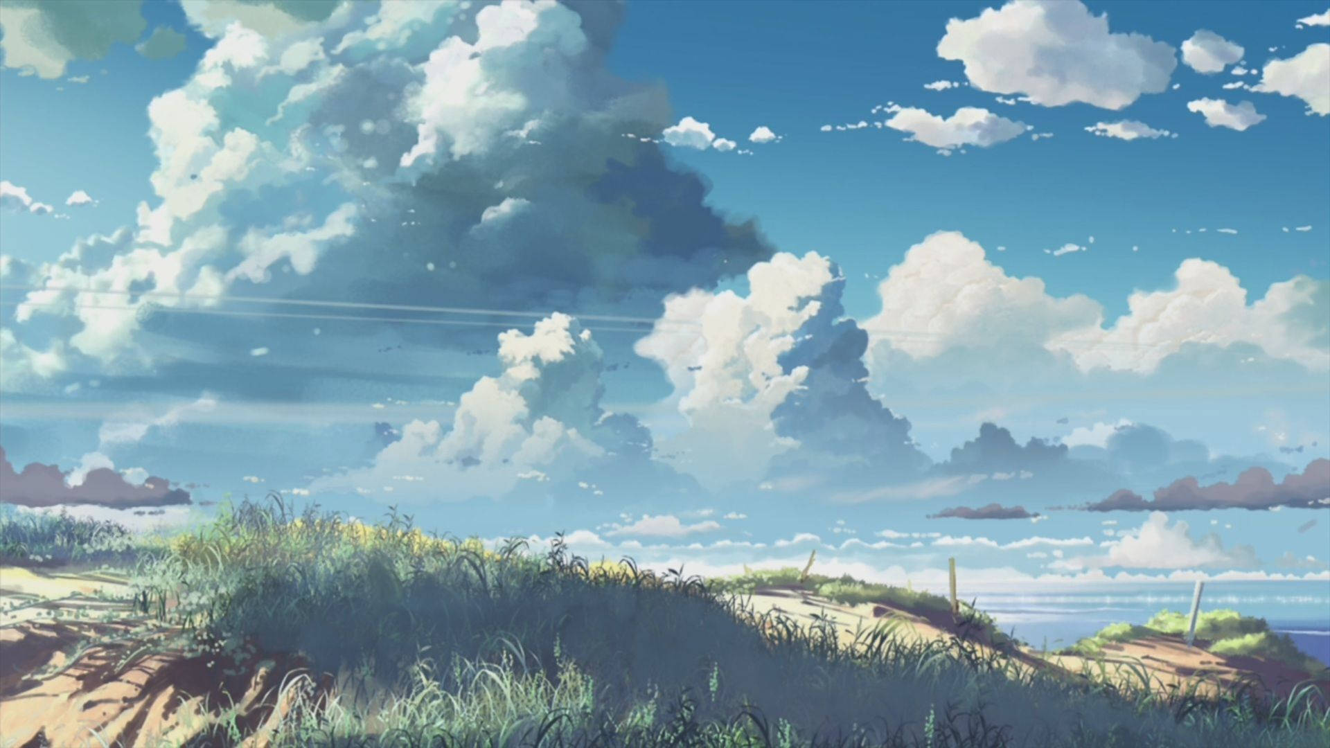 Peaceful Sky View Anime Scenery Background