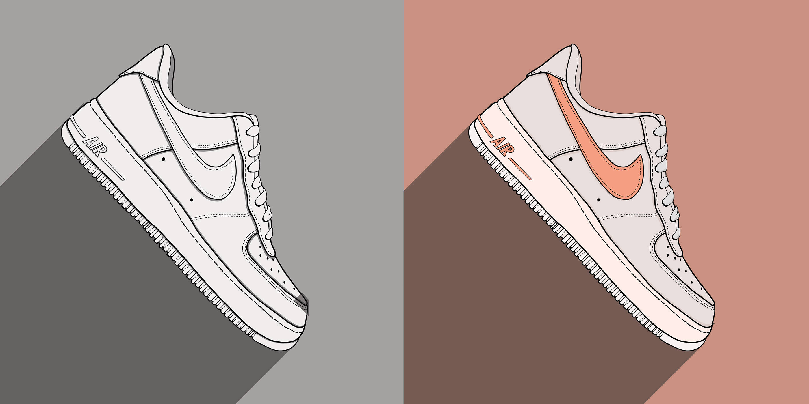 Download Peach And White Cartoon Nike Shoes Wallpaper 