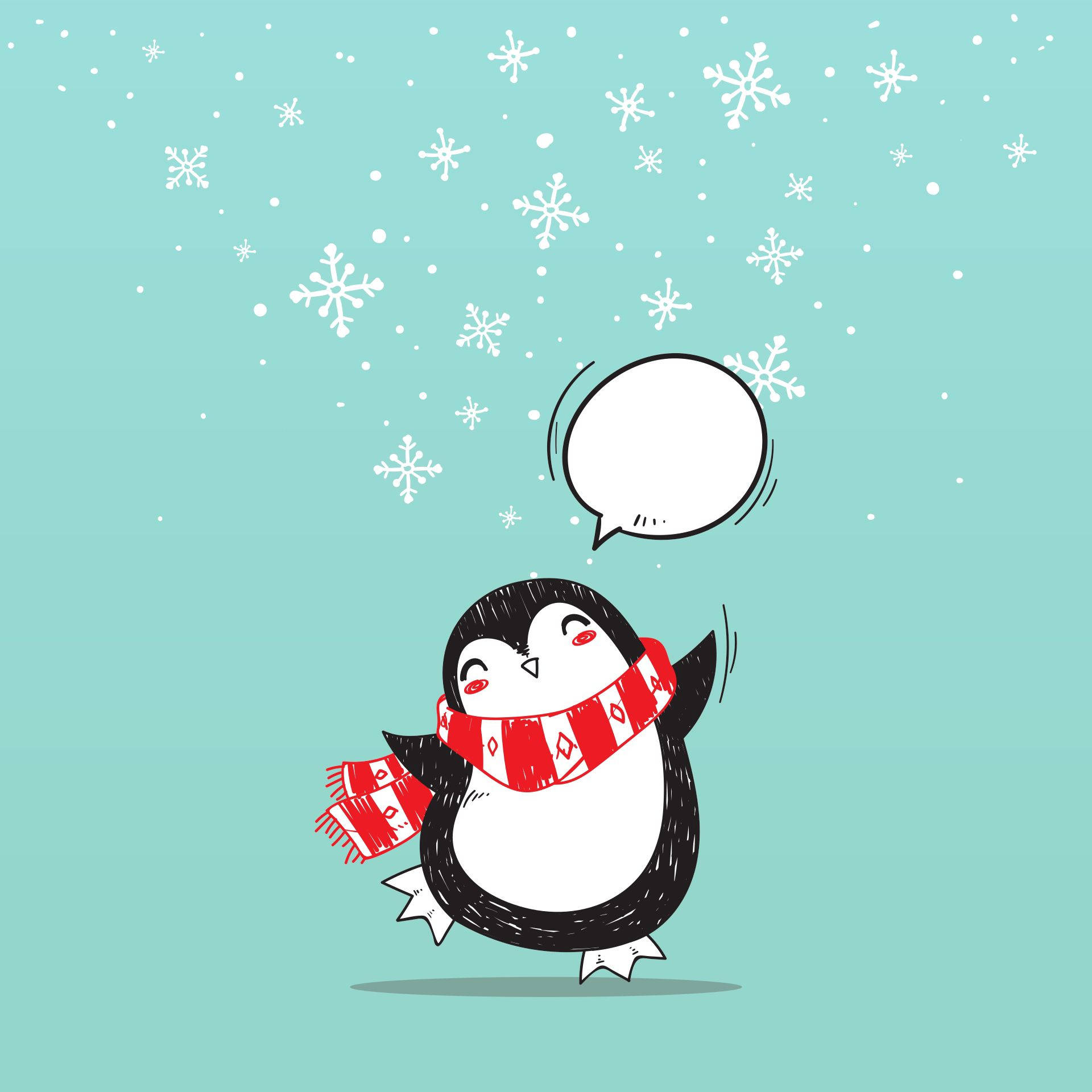 Penguin Christmas Art Background