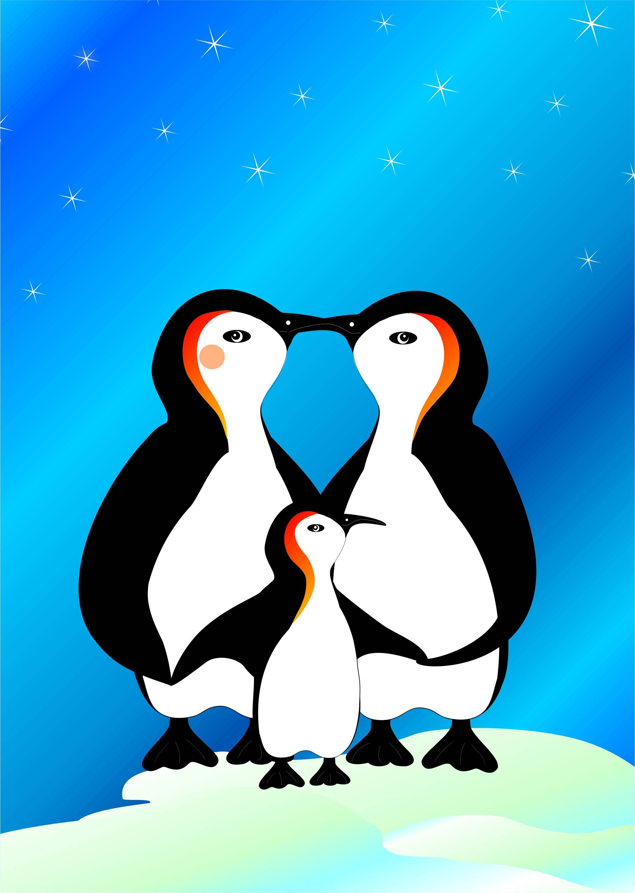 Penguins Family Art Background