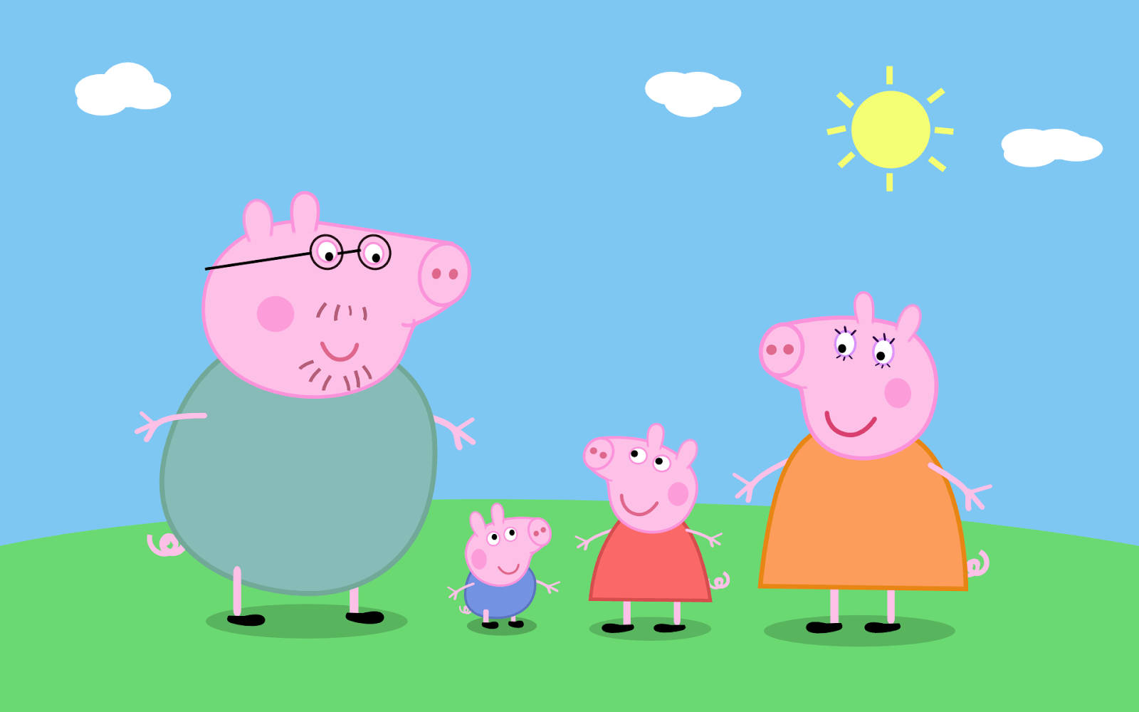 Peppa Pig Family In Field Background