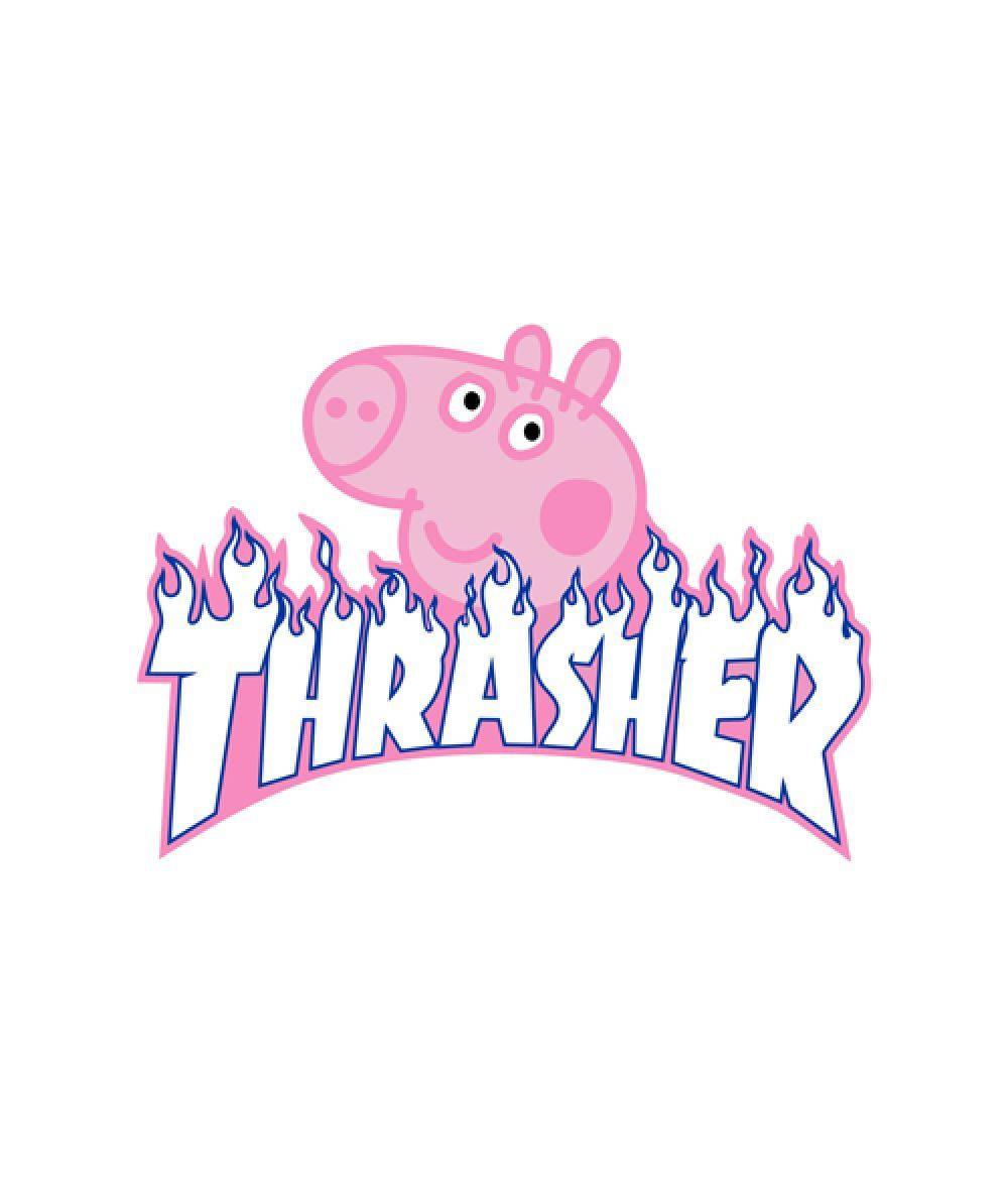 Peppa Pig In Thrasher Logo Background