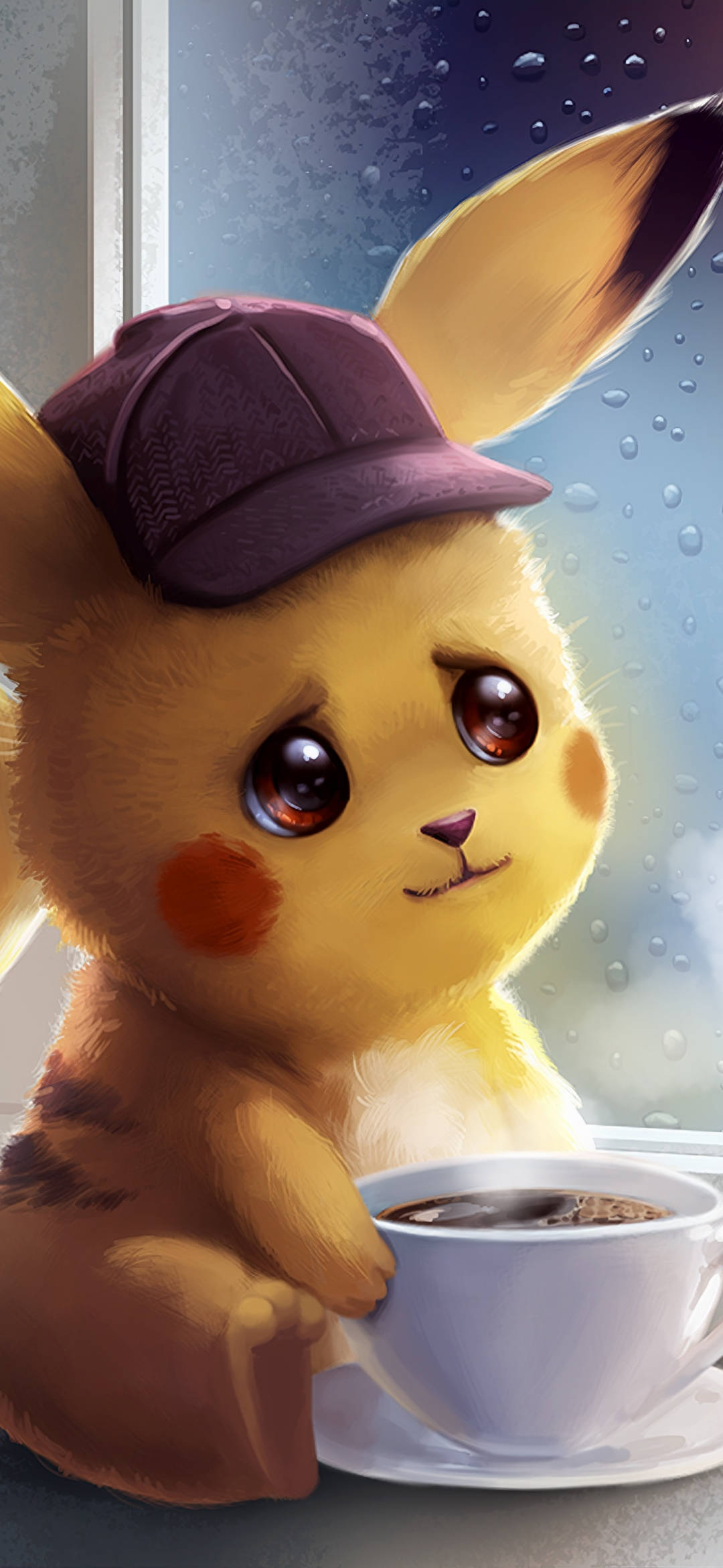 Pikachu With Cup Of Coffee Background