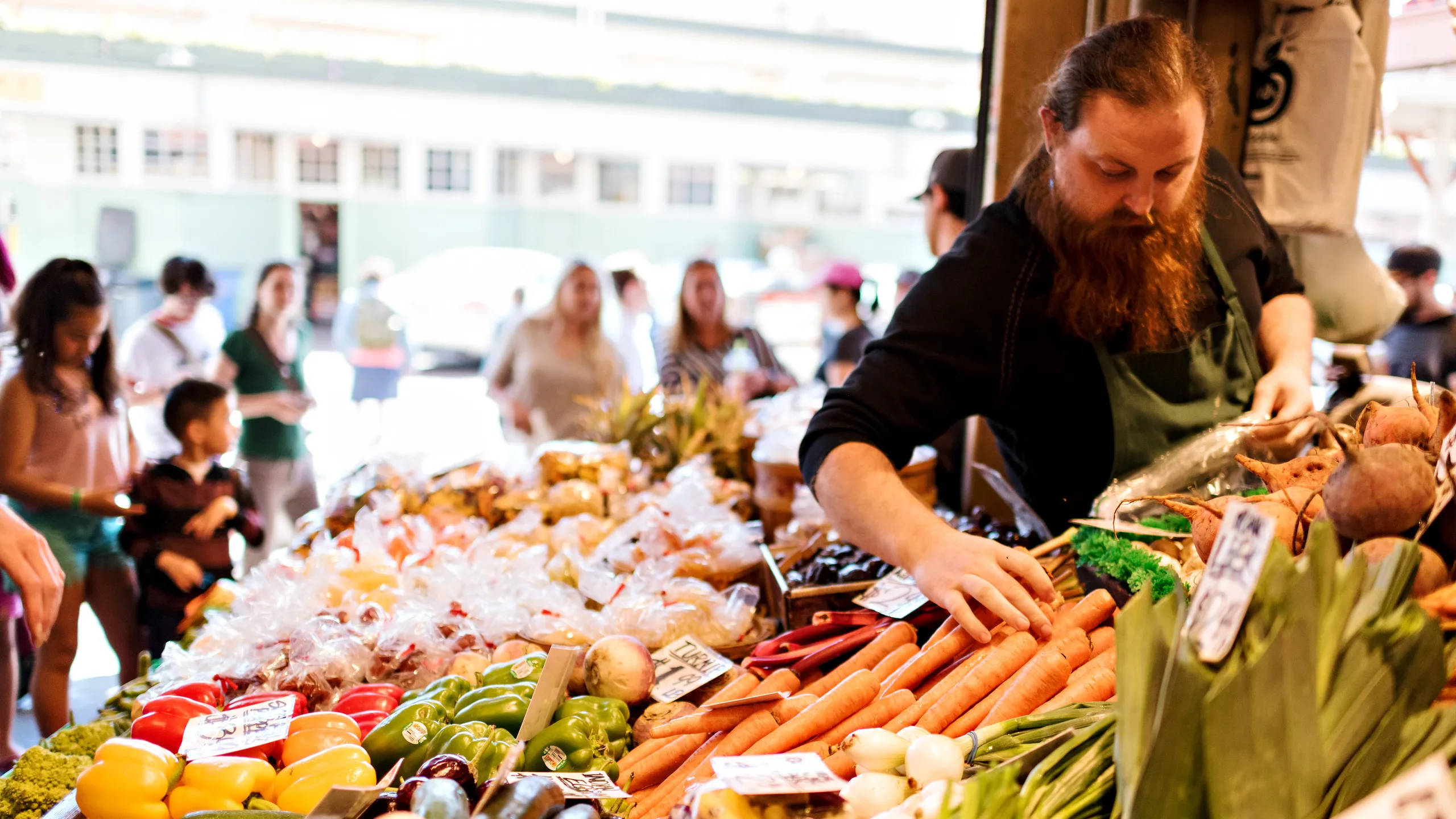 Download Pike Place Market Fresh Produce Stall Wallpaper | Wallpapers.com