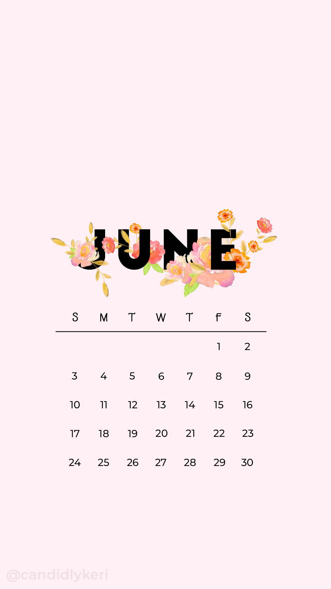 Download Pink Floral June Calendar Wallpaper