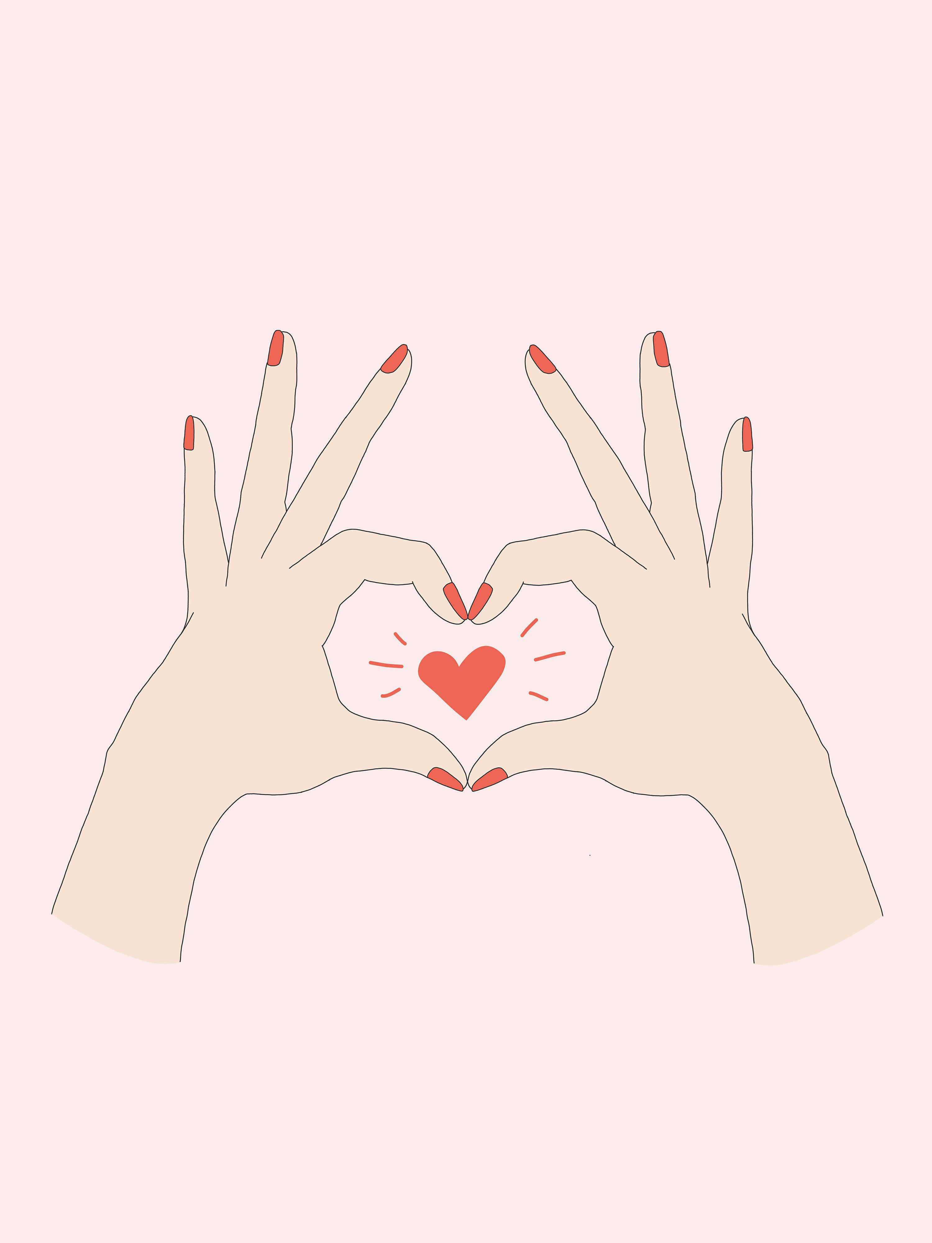 Download Pink Hand Heart Drawing Wallpaper | Wallpapers.com