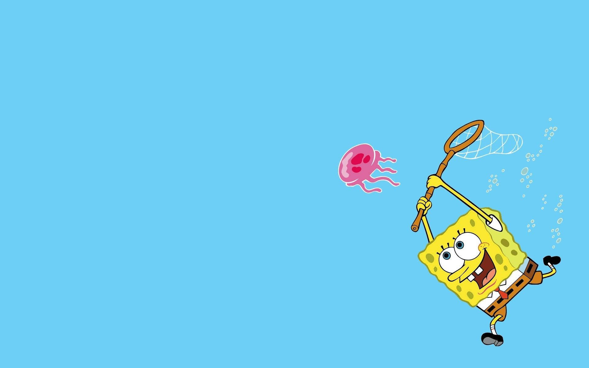 Pink Jellyfish And Spongebob Background