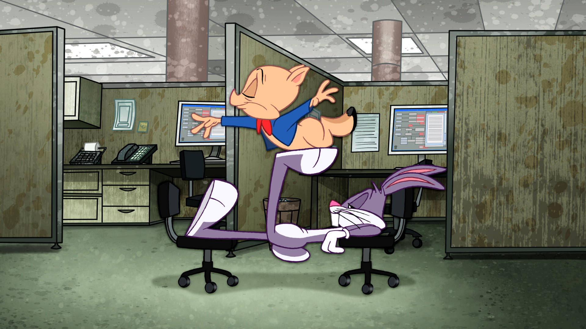 Porky Pig And Bugs Bunny Office Background