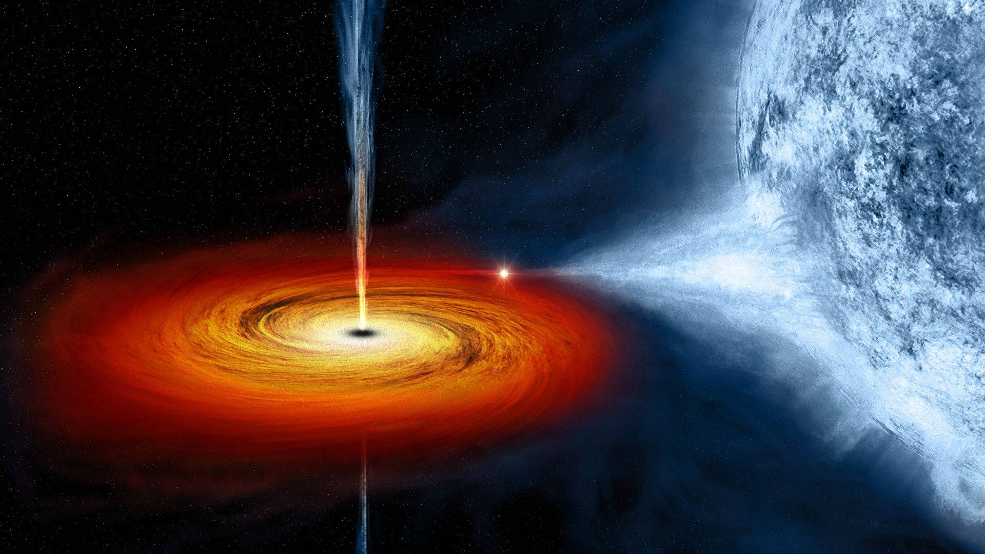 Powerful Black Hole Against A Star Background