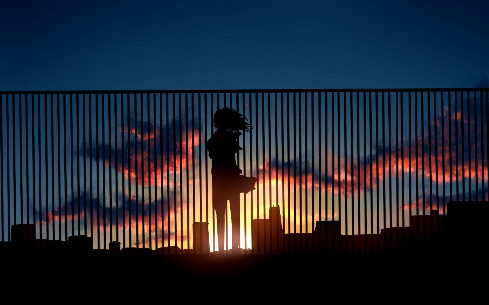 Pretty Sunset Anime City Background
