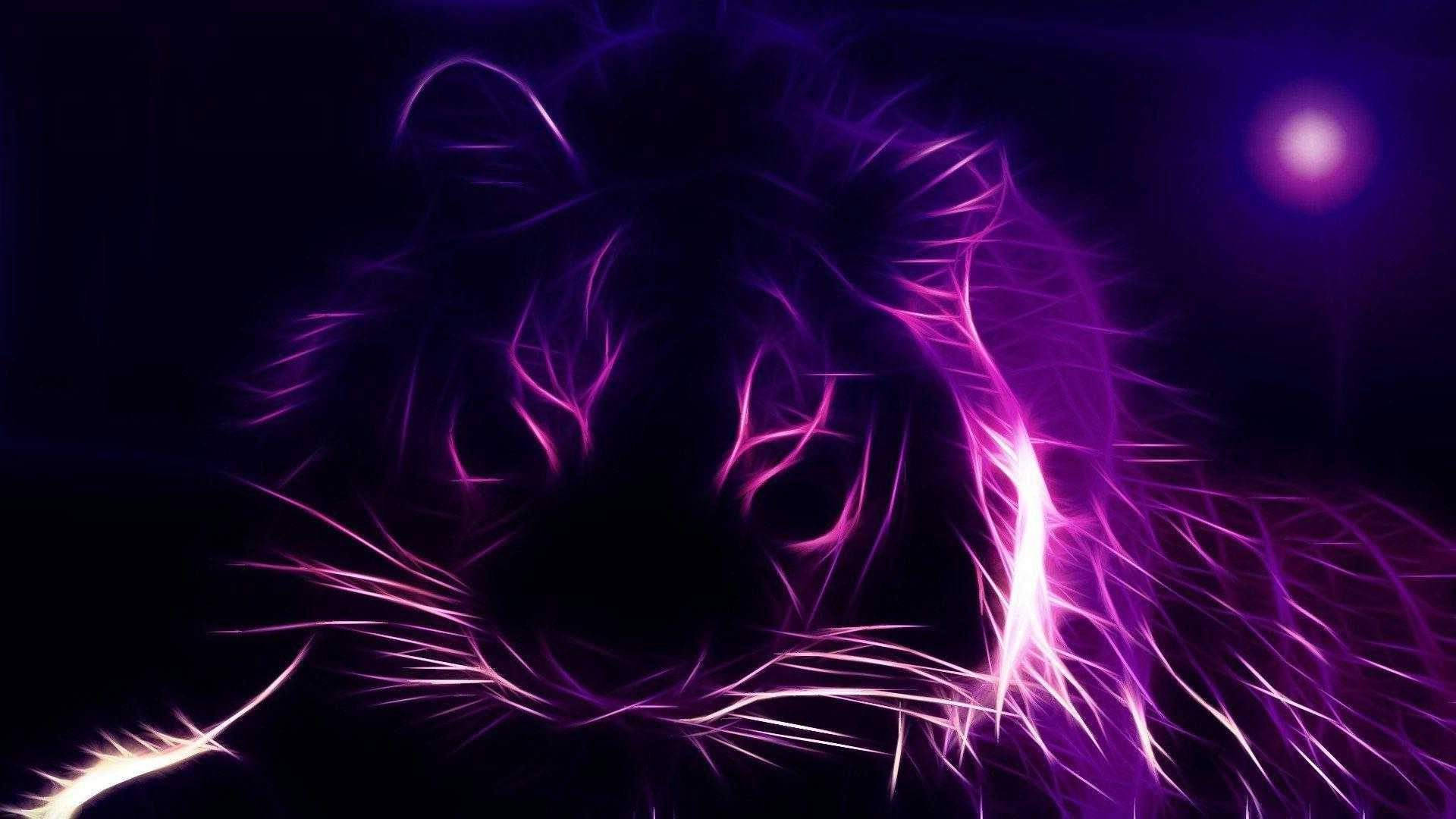 Purple Aesthetic Tiger Digital Art Background