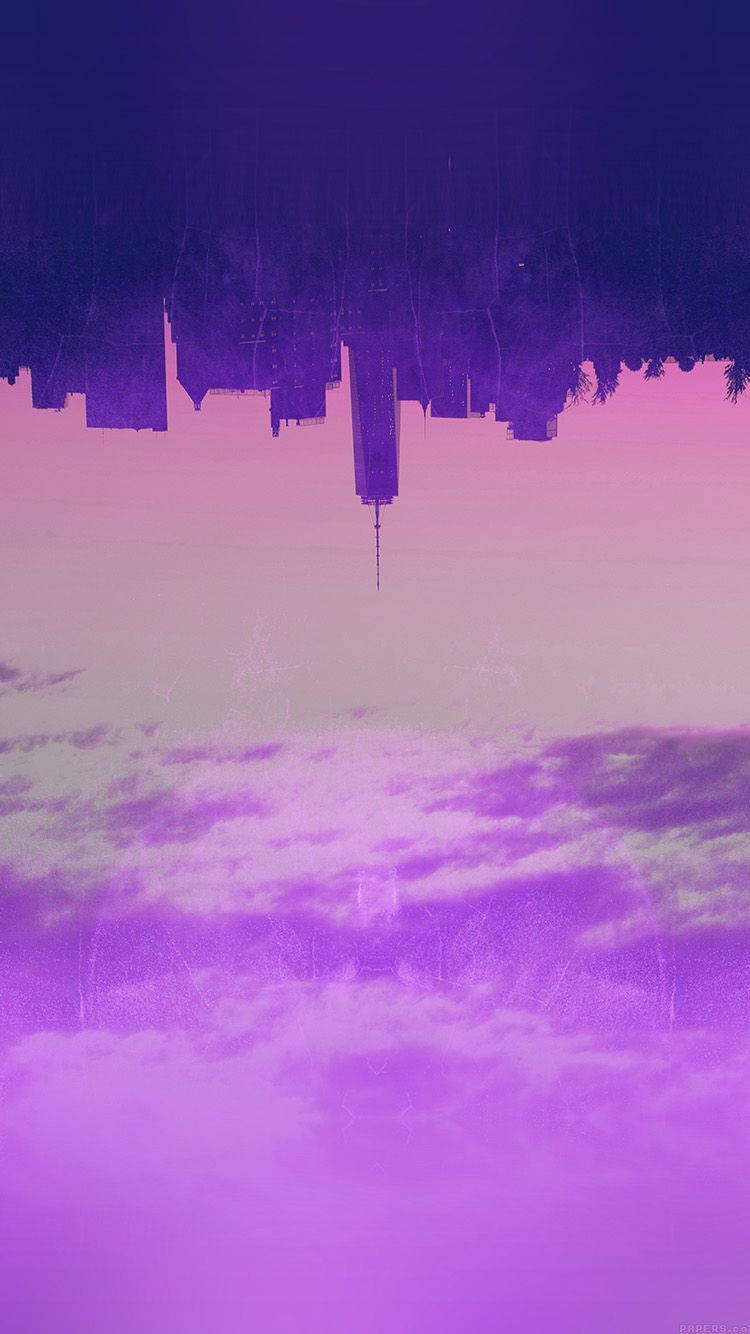 Purple Aesthetic Upside Down City Background