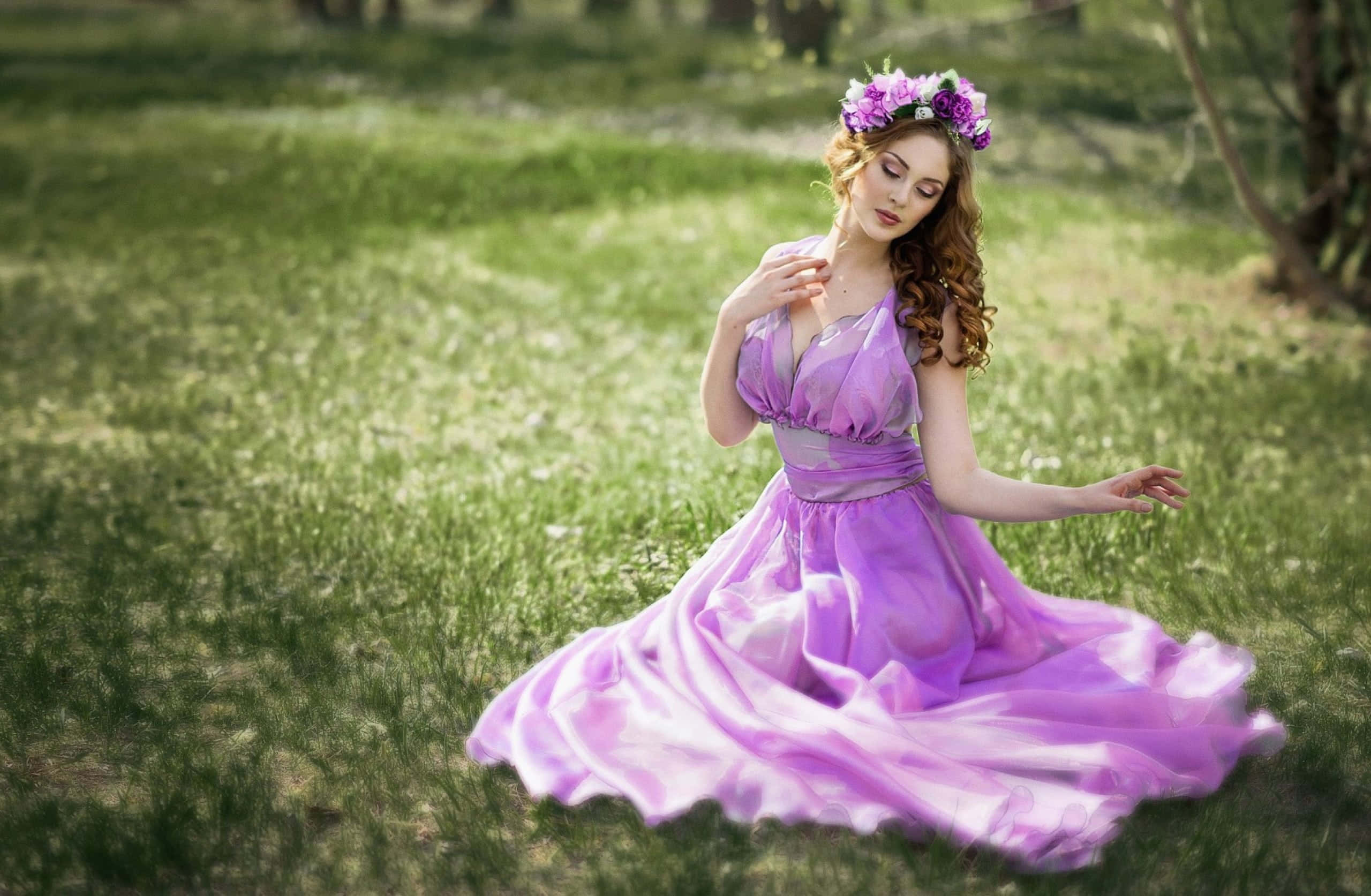 Download Stylishly Chic in a Purple Dress Wallpaper | Wallpapers.com