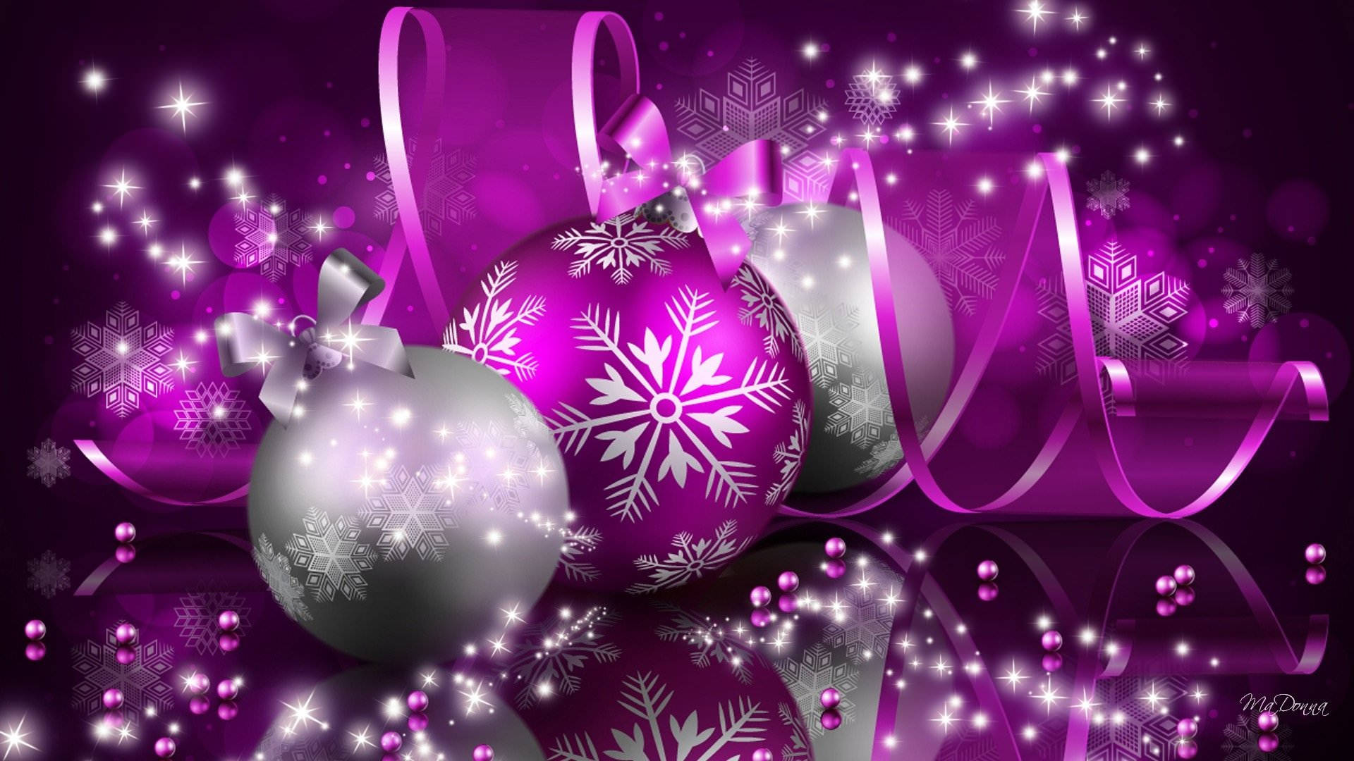 Purple Silver Holiday Balls Background