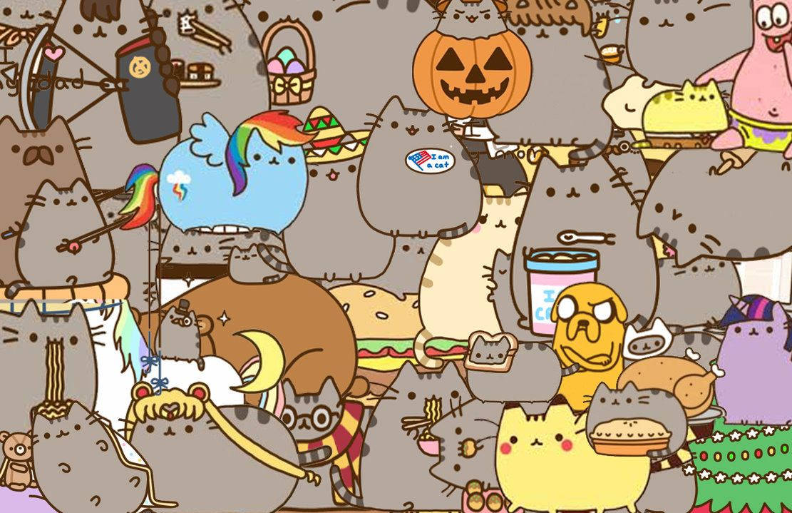 Pusheen Collage Background