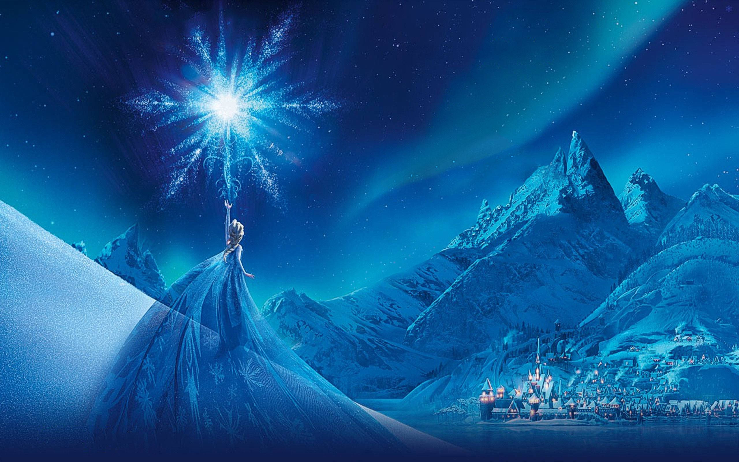 Queen Elsa Magical Snowflake Background