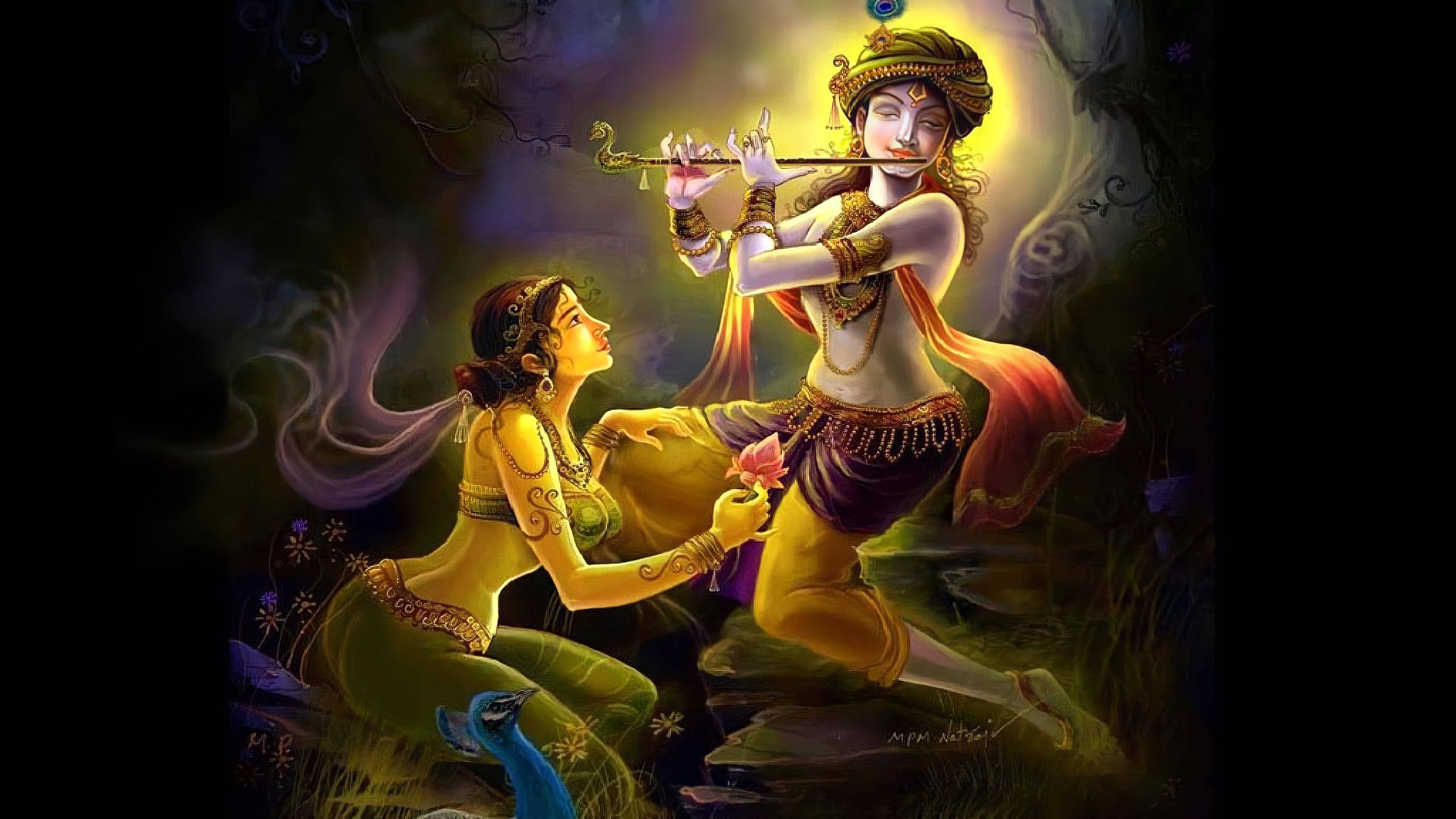 Download Radha Krishna 3d Worshipping Wallpaper 