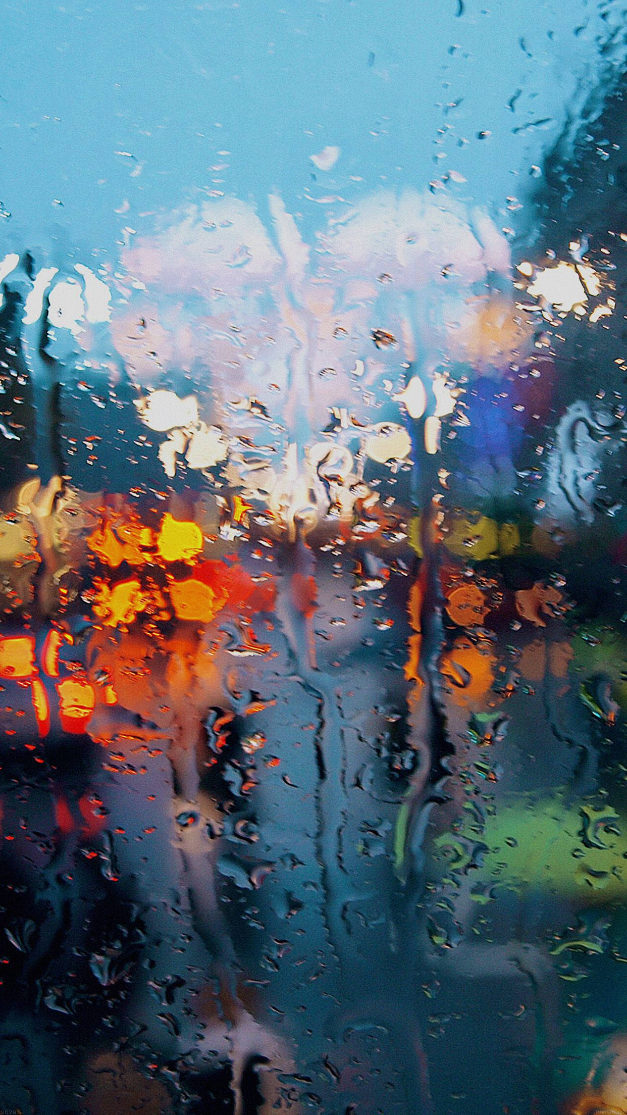 Rain On Window Glass Iphone Background