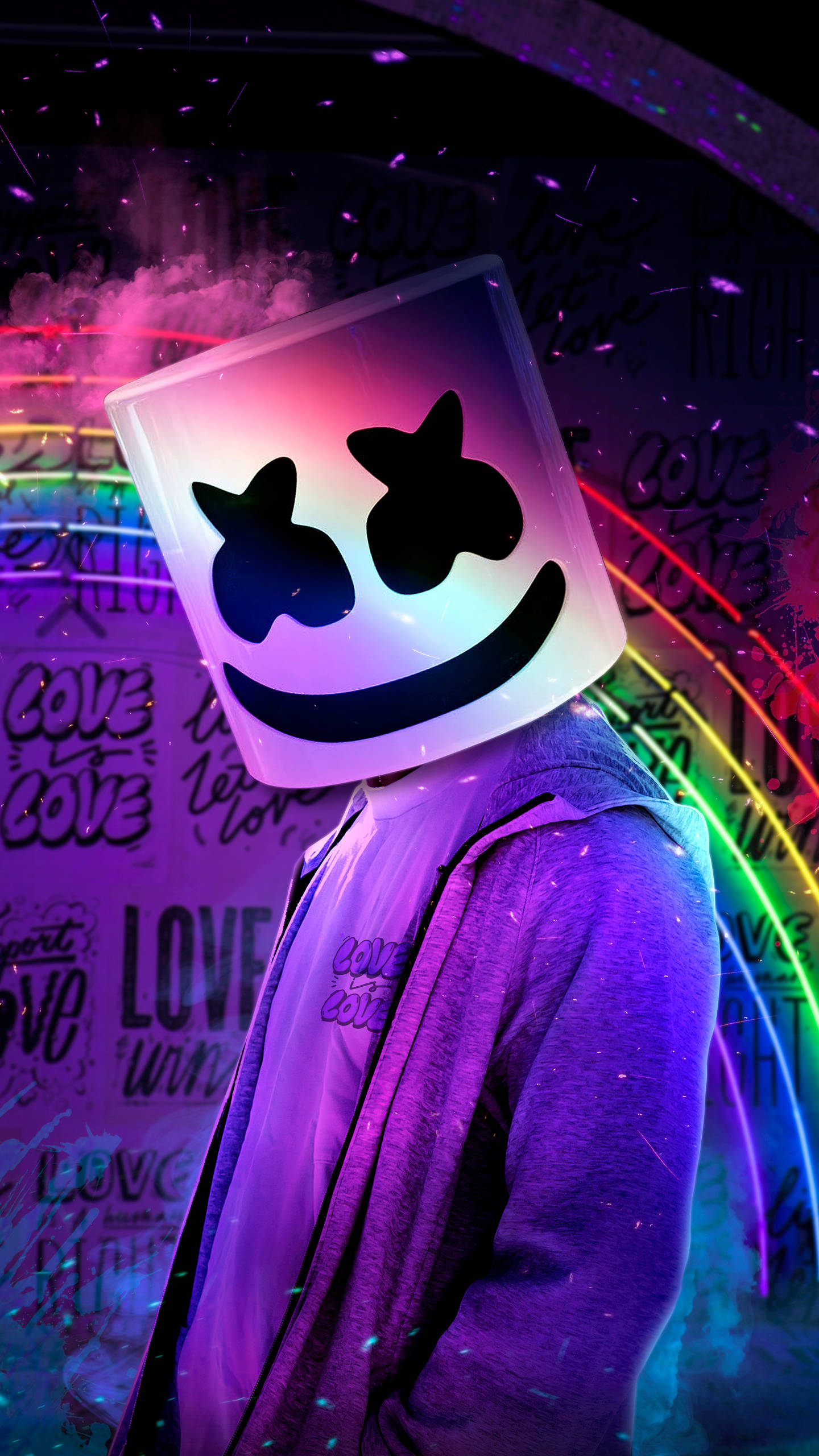 Download Rainbow Background Marshmello Hd Iphone Wallpaper | Wallpapers.com