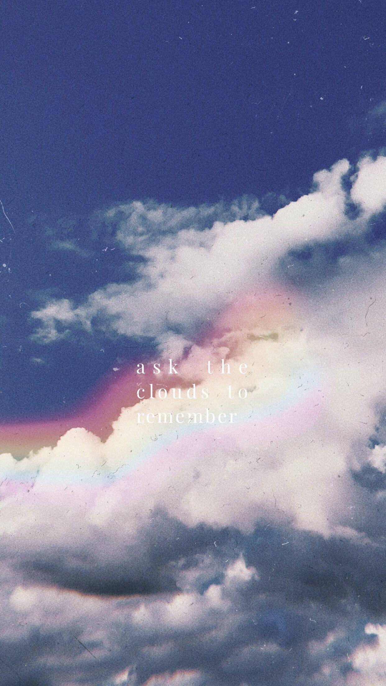 Rainbow Clouds With Quote Background