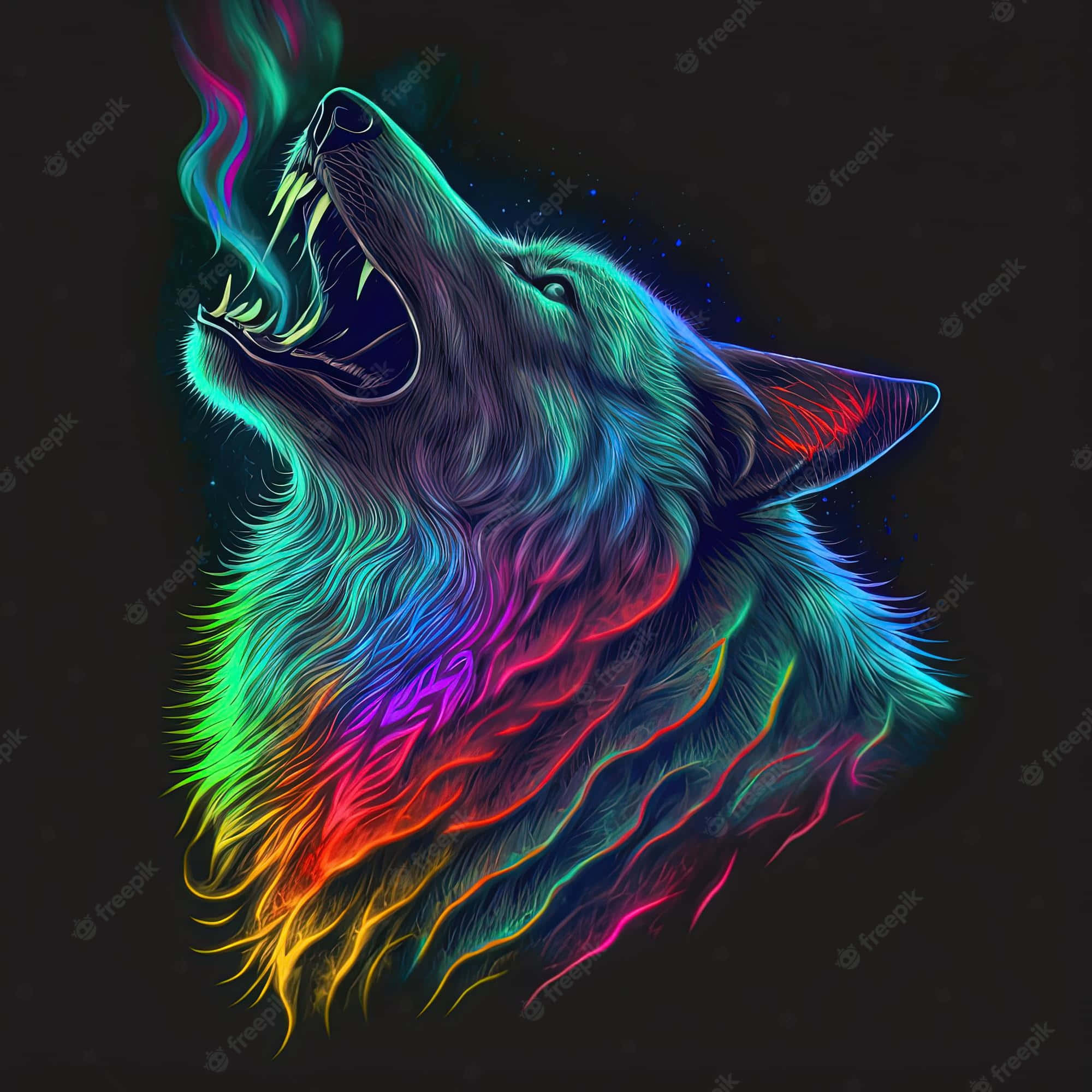 Download Rainbow Wolf Cool Art Wallpaper | Wallpapers.com