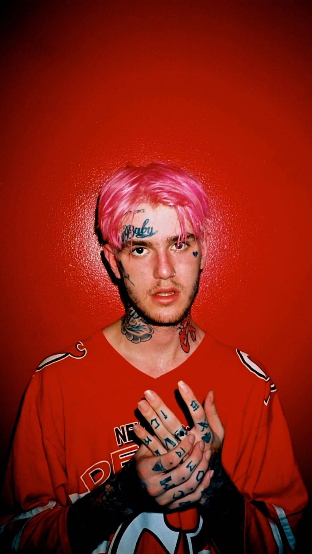 Rapper Lil Peep In Red Background