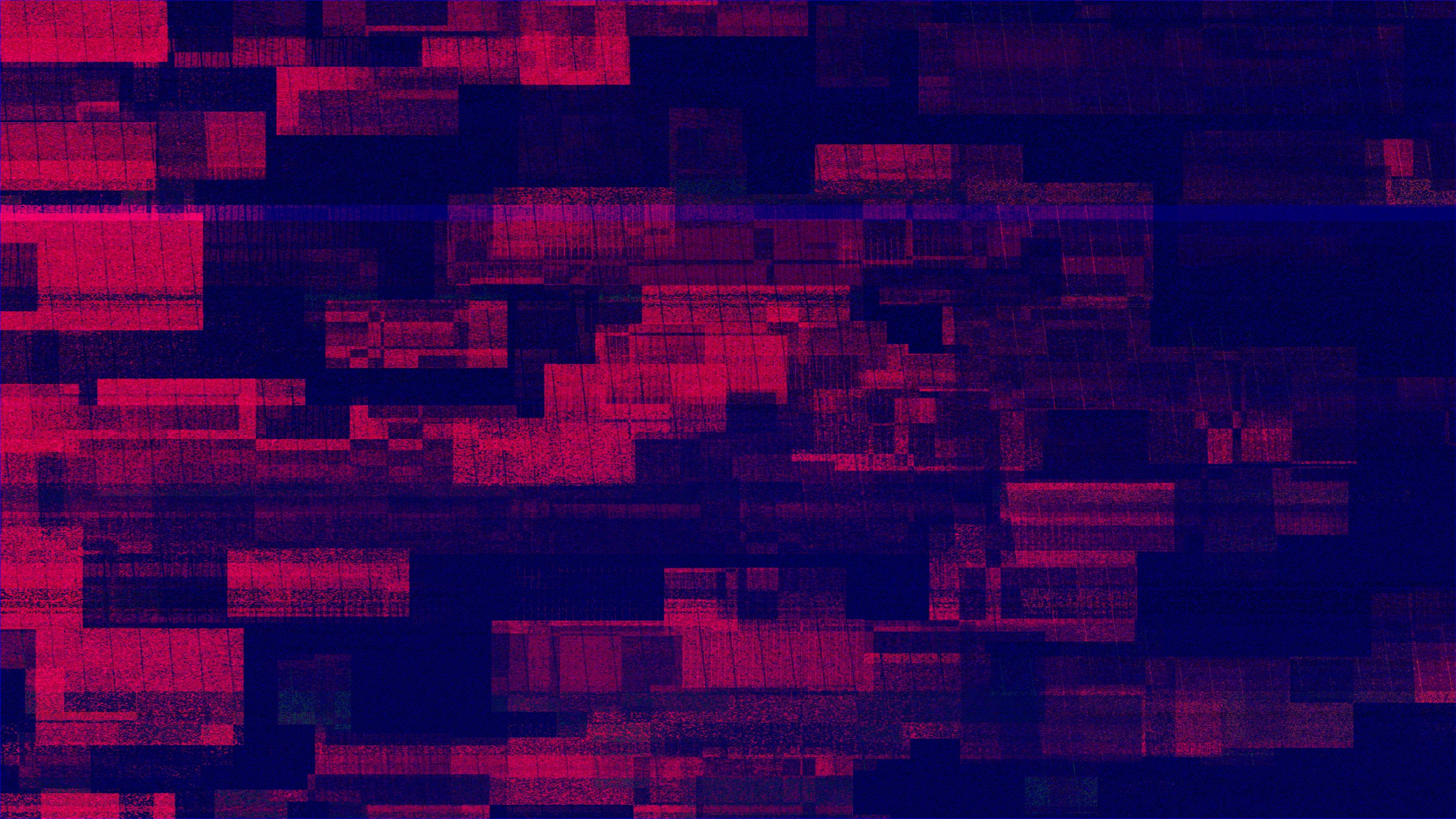 Red And Blue Glitch Pixel Art Background
