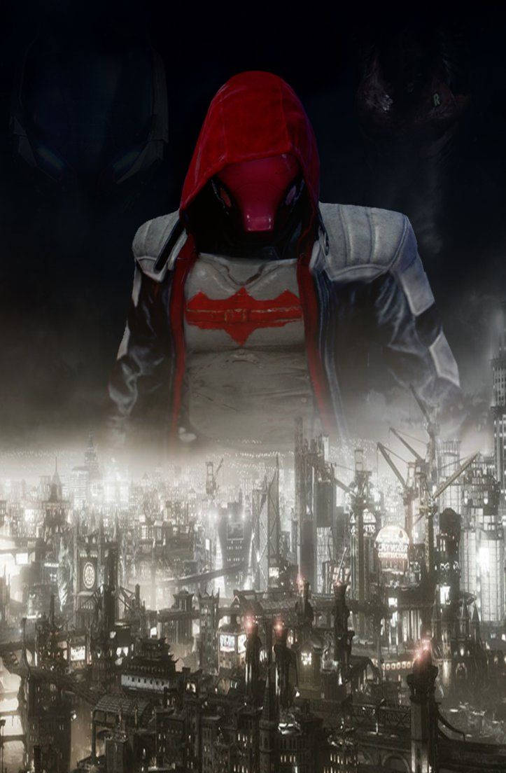 Red Hood And City Buildings Background