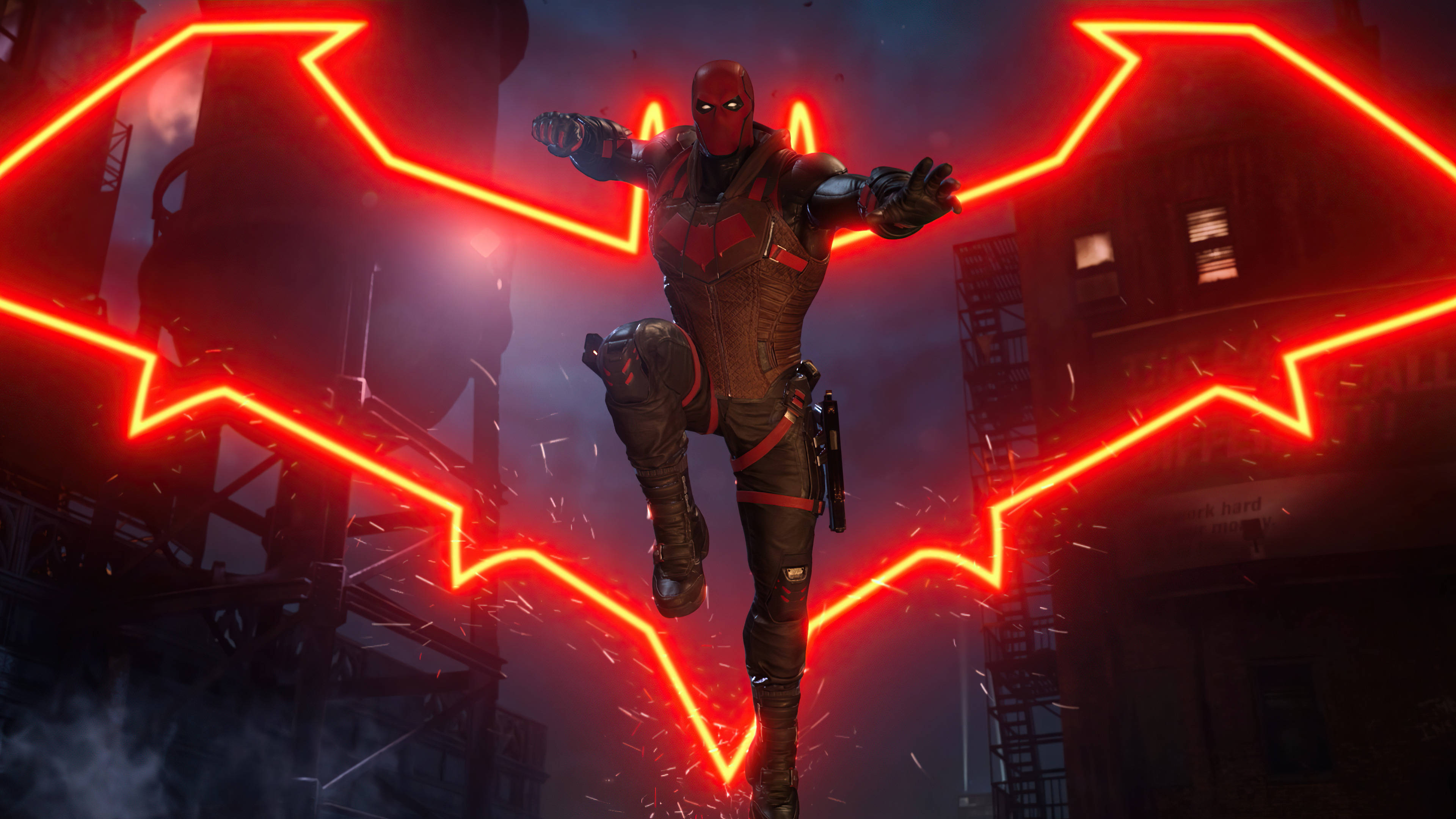 Red Hood Punching Stance Background