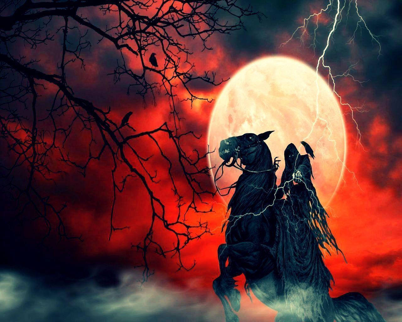 Red Night Grim Reaper Background