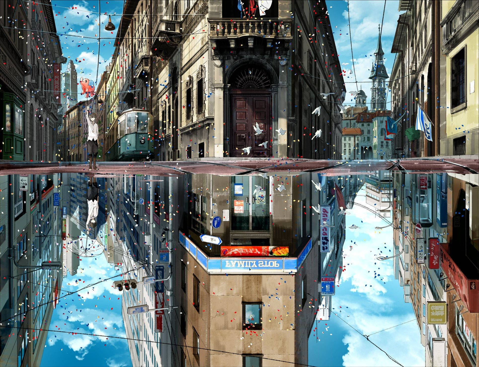 Reflection Classic Modern Anime City Background