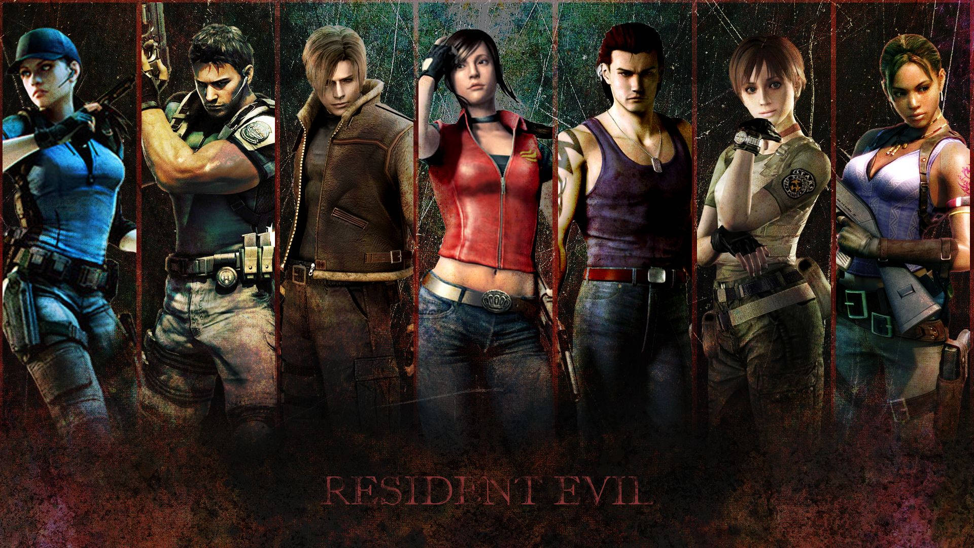 Resident Evil 2 Characters In Panels Background