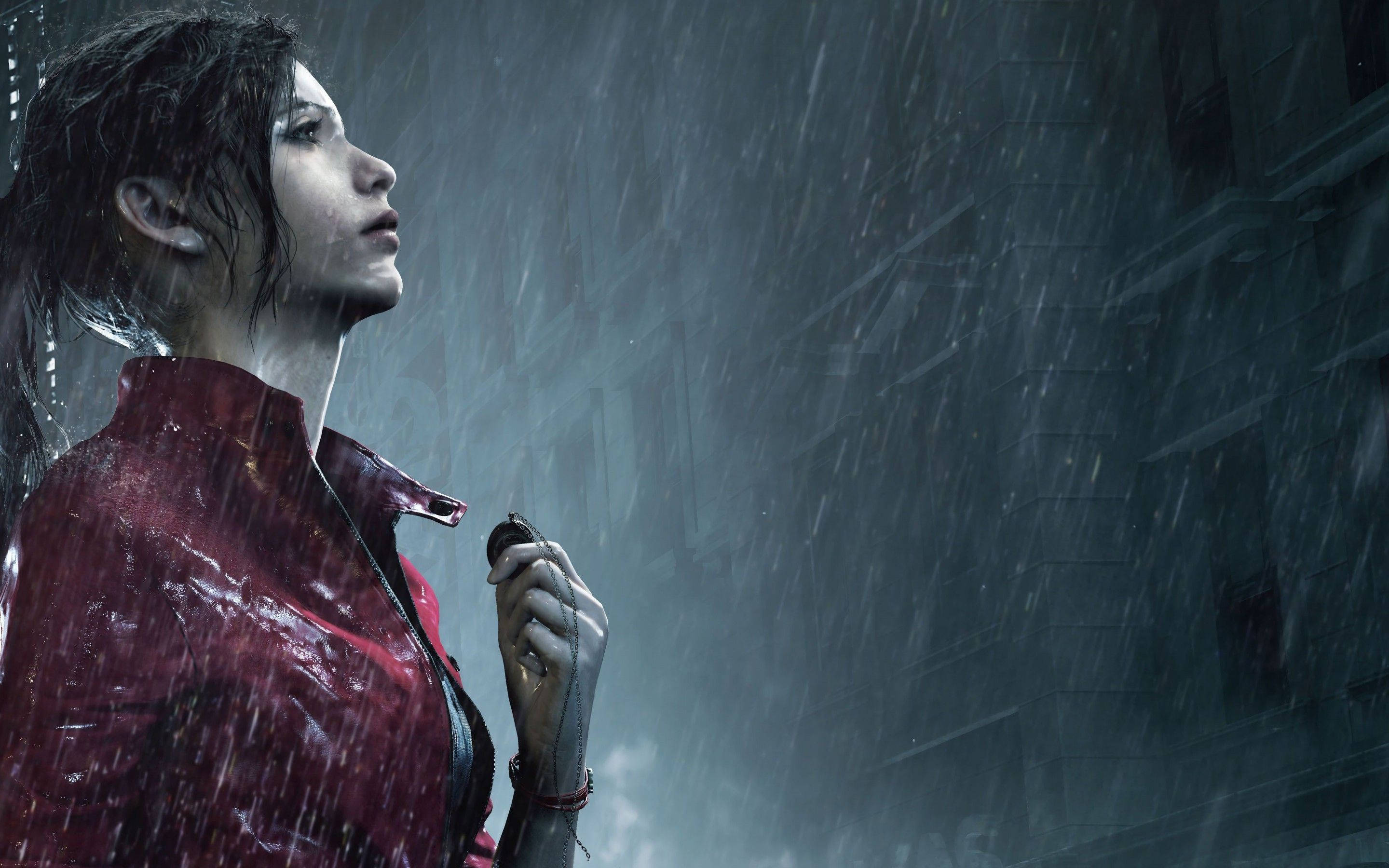 Resident Evil 2 Claire In The Rain Background