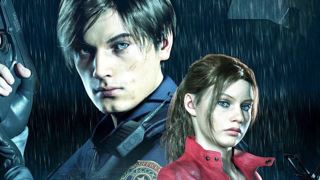 Resident Evil 2 Leon And Claire Dark Rain Background